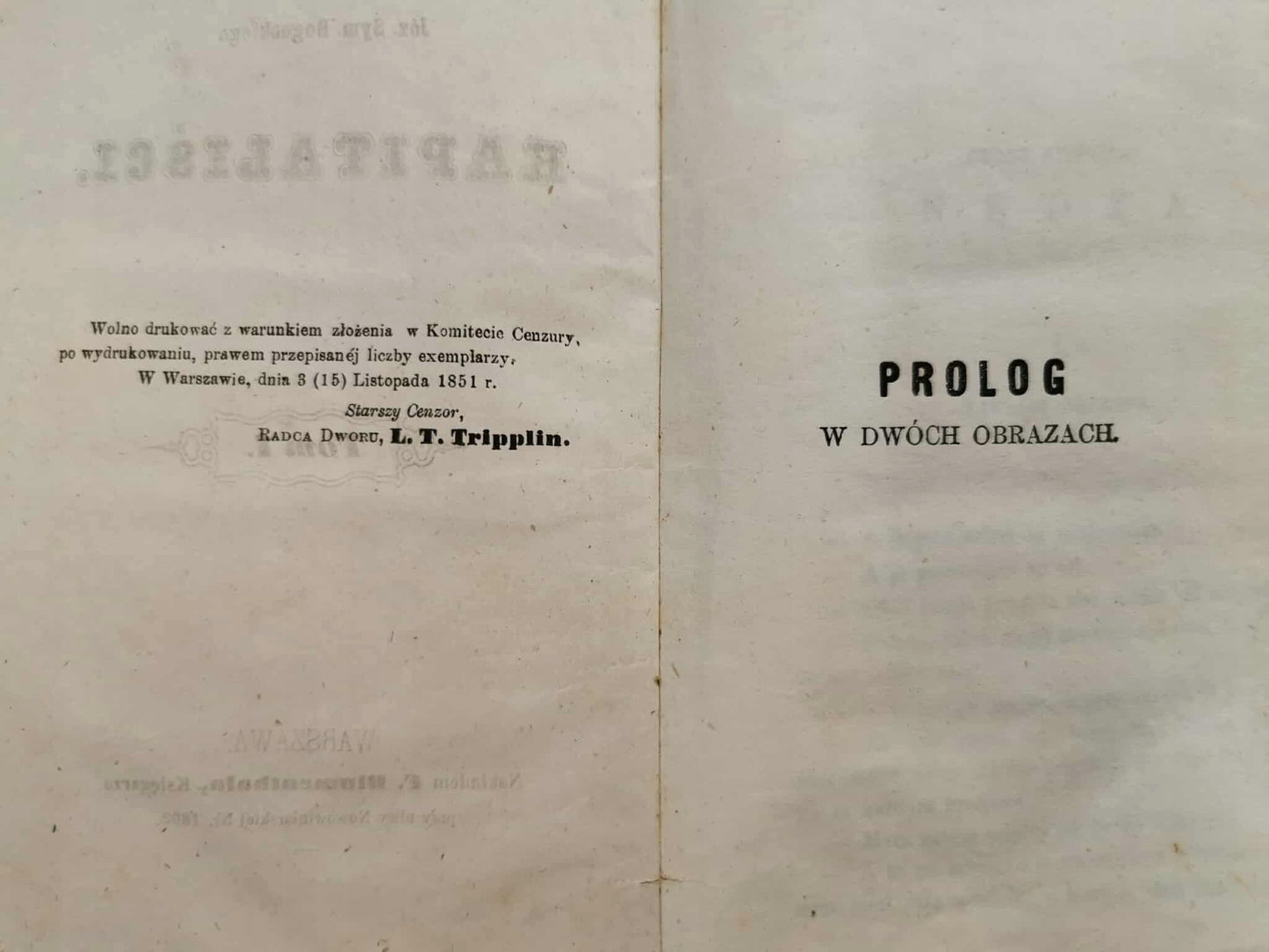Kapitaliści t. I - II, Józ. Sym. Bogucki [Warszawa 1851]