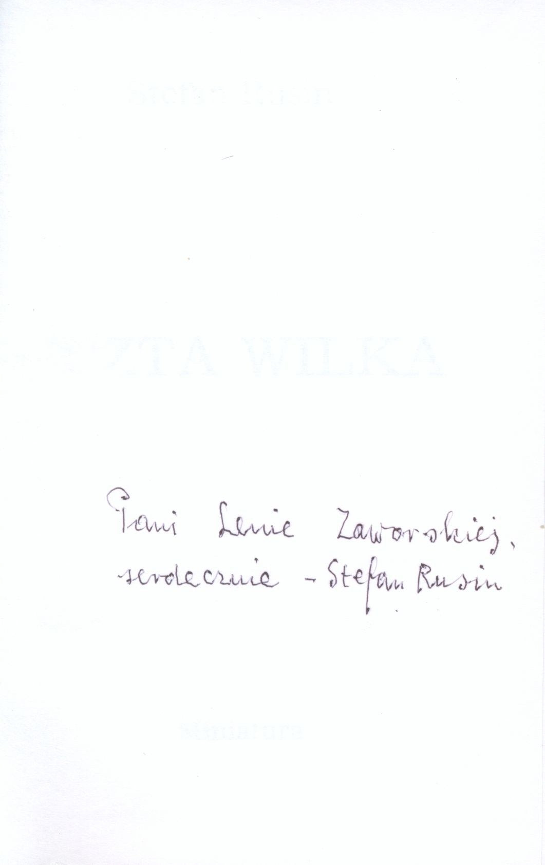Uczta wilka, Stefan Rusin [dedykacja i autograf S. Rusina] [Kraków 2000]