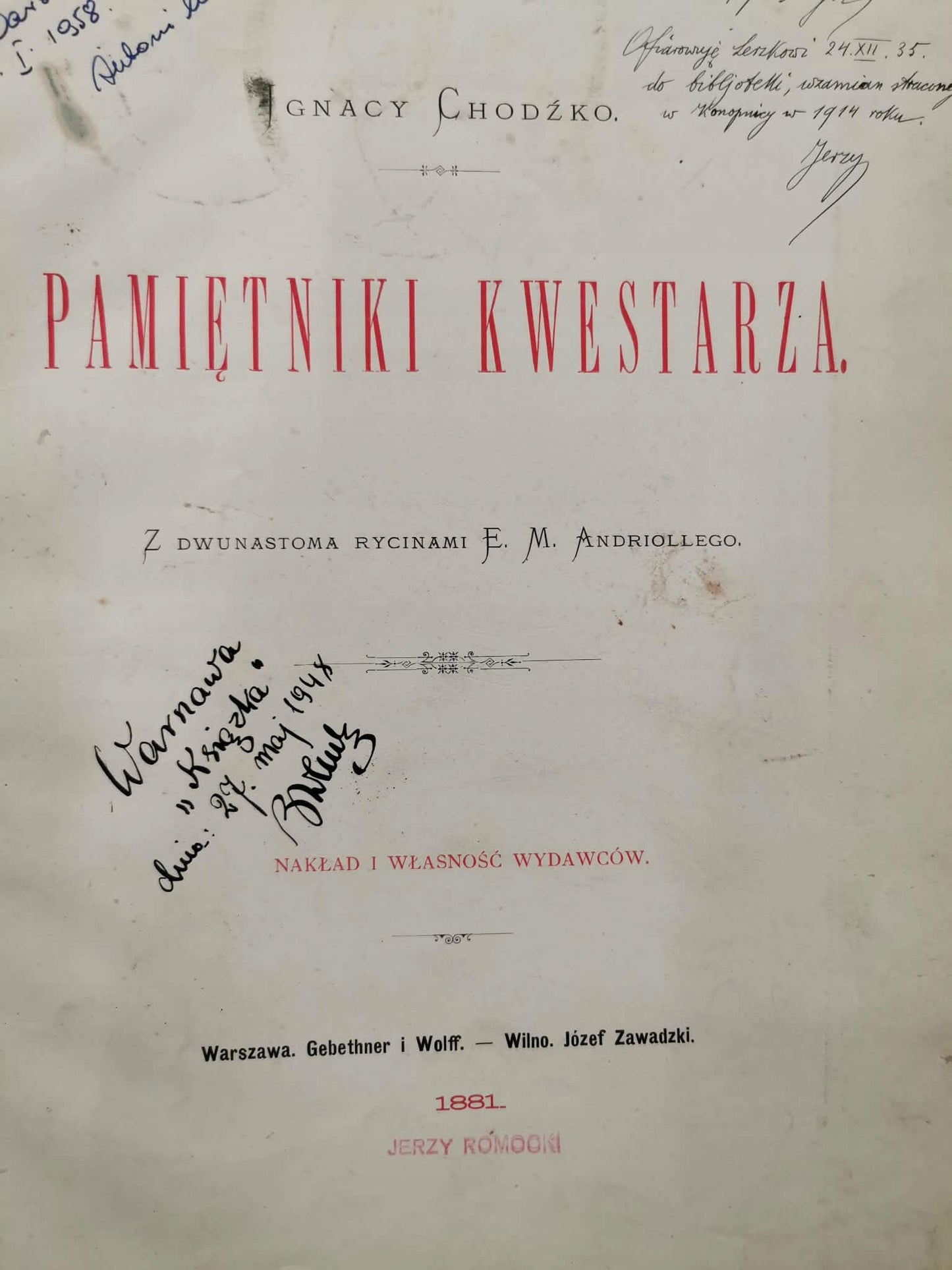 Pamiętniki Kwestarza, Ignacy Chodźko [Warszawa 1881]