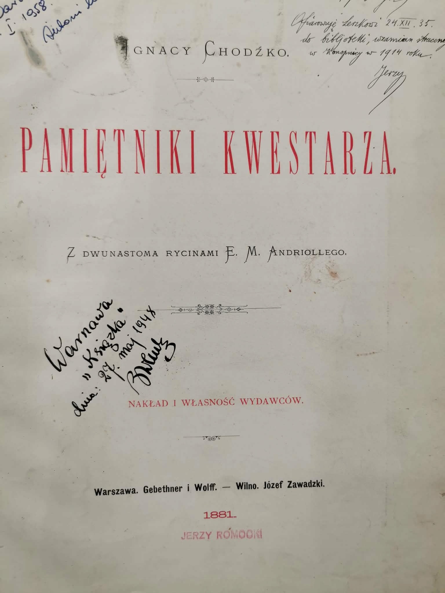 Pamiętniki Kwestarza, Ignacy Chodźko [Warszawa 1881]