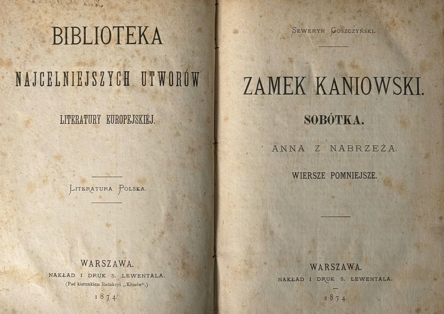Zamek Kaniowski. Sobótka. Anna z Nabrzeża. Goszczyński Seweryn [1874]