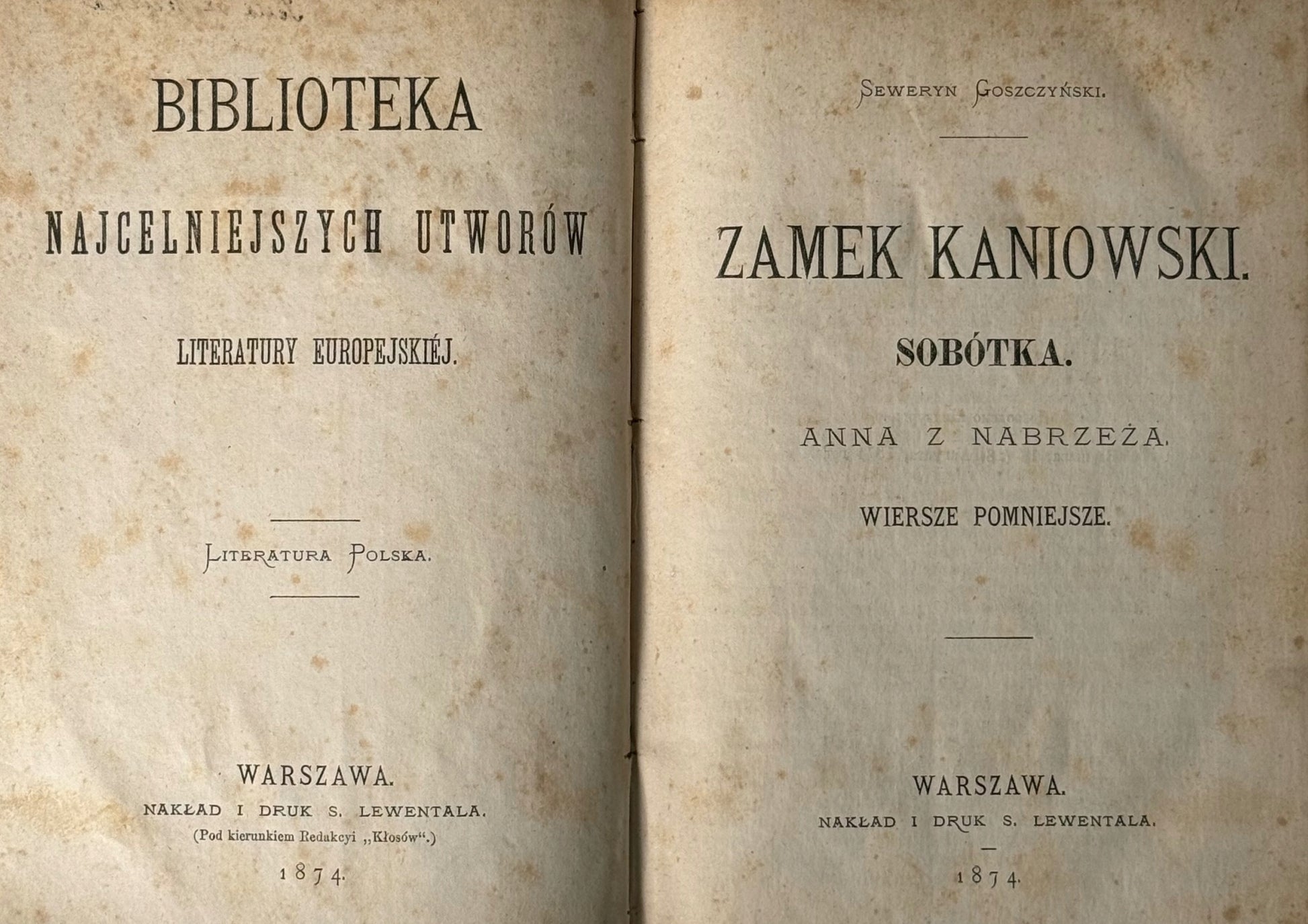 Zamek Kaniowski. Sobótka. Anna z Nabrzeża. Goszczyński Seweryn [1874]