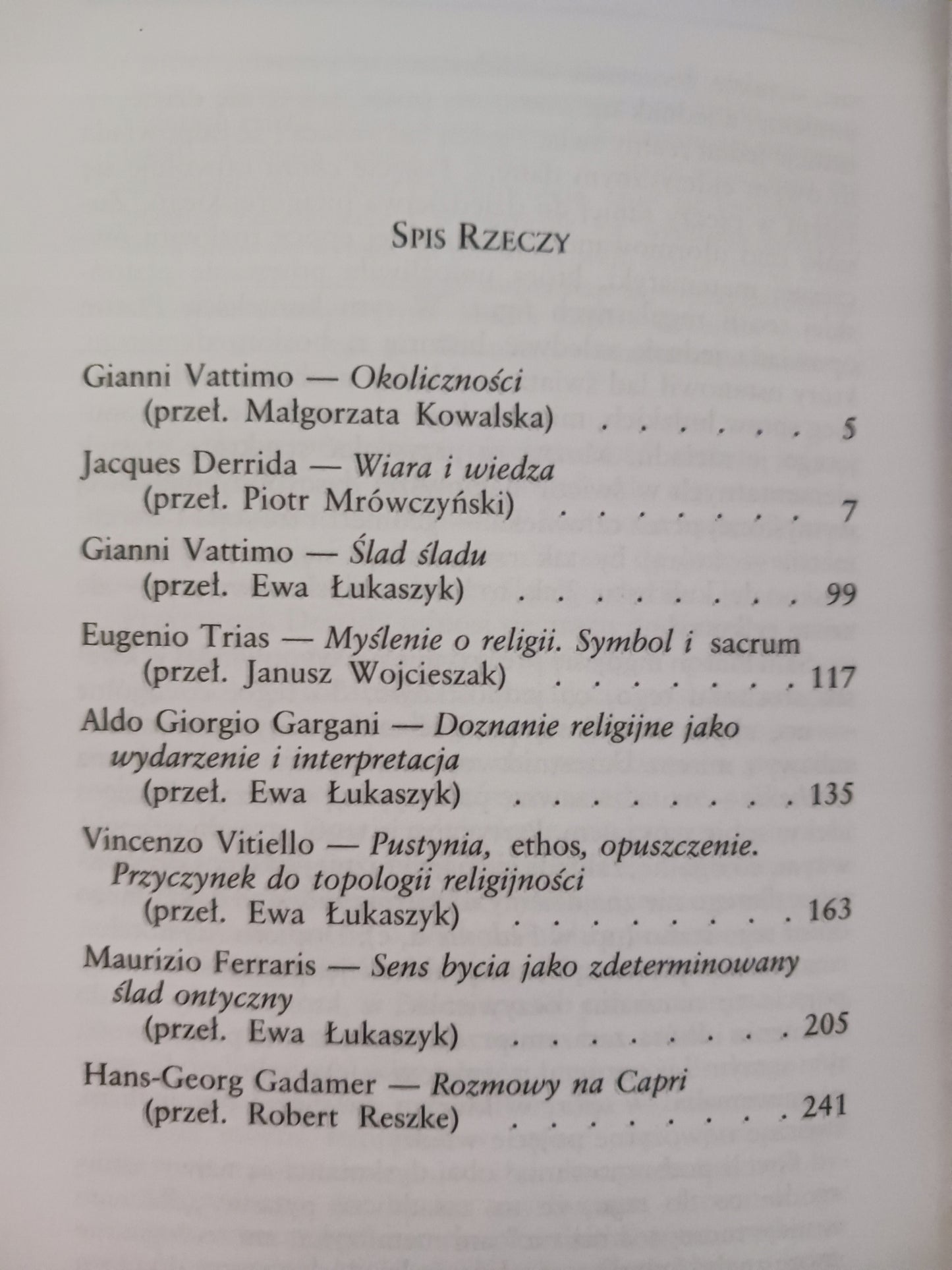 Religia Gianni Vattimo, Jacques Derrida i inni