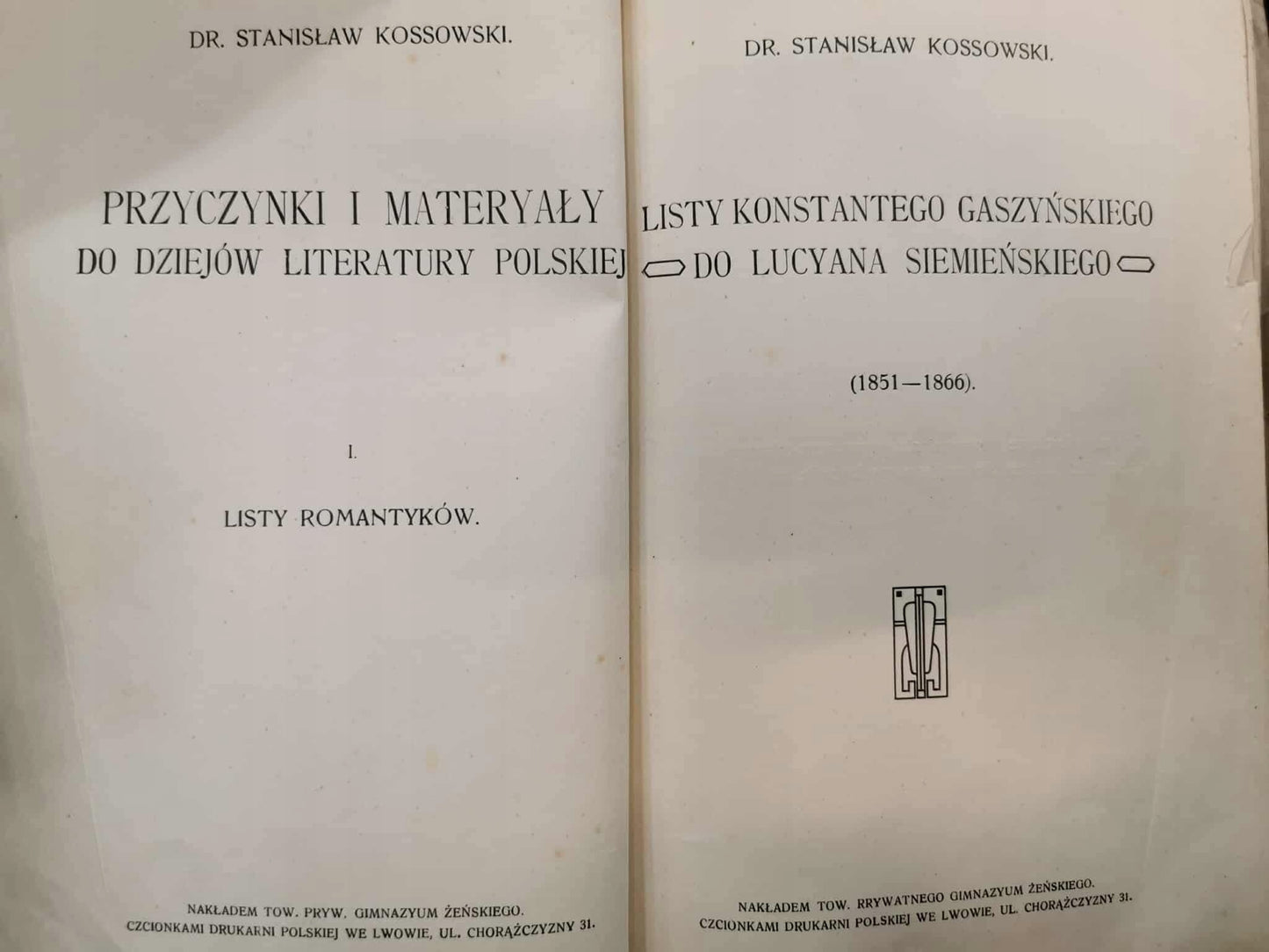 Listy Konstantego Gaszyńskiego do Lucjana Siemieńskiego [1910/1911]