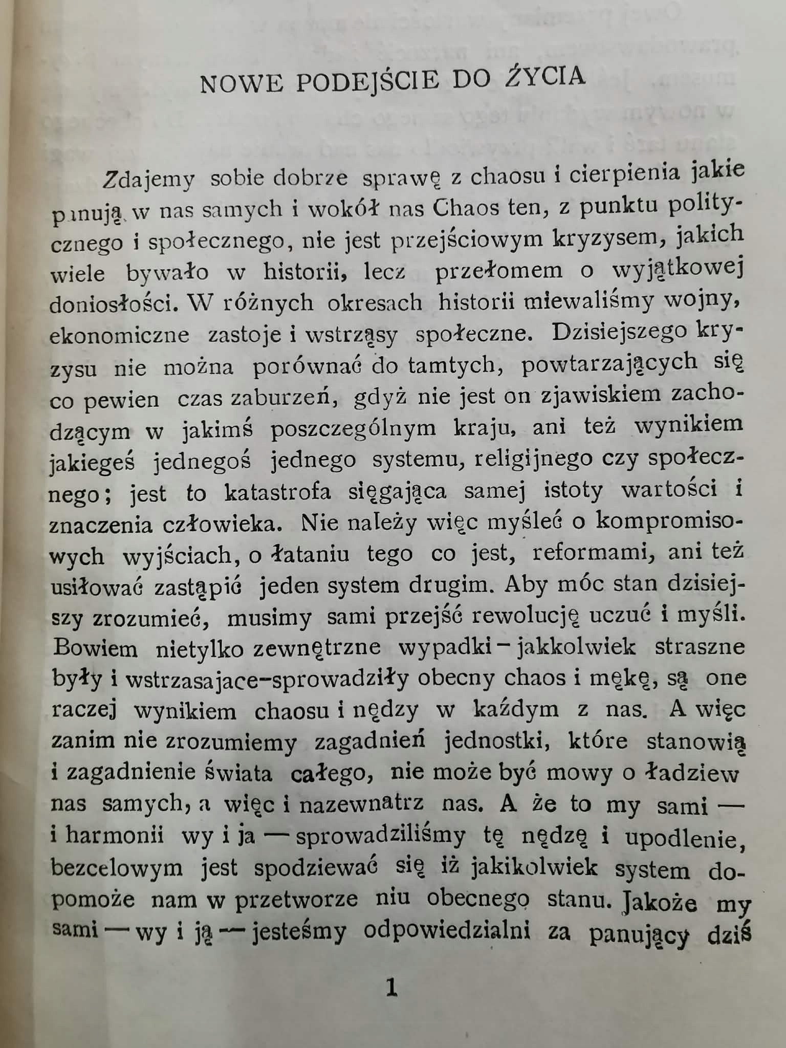 Nowe podejście do życia., J. Krishnamurti
