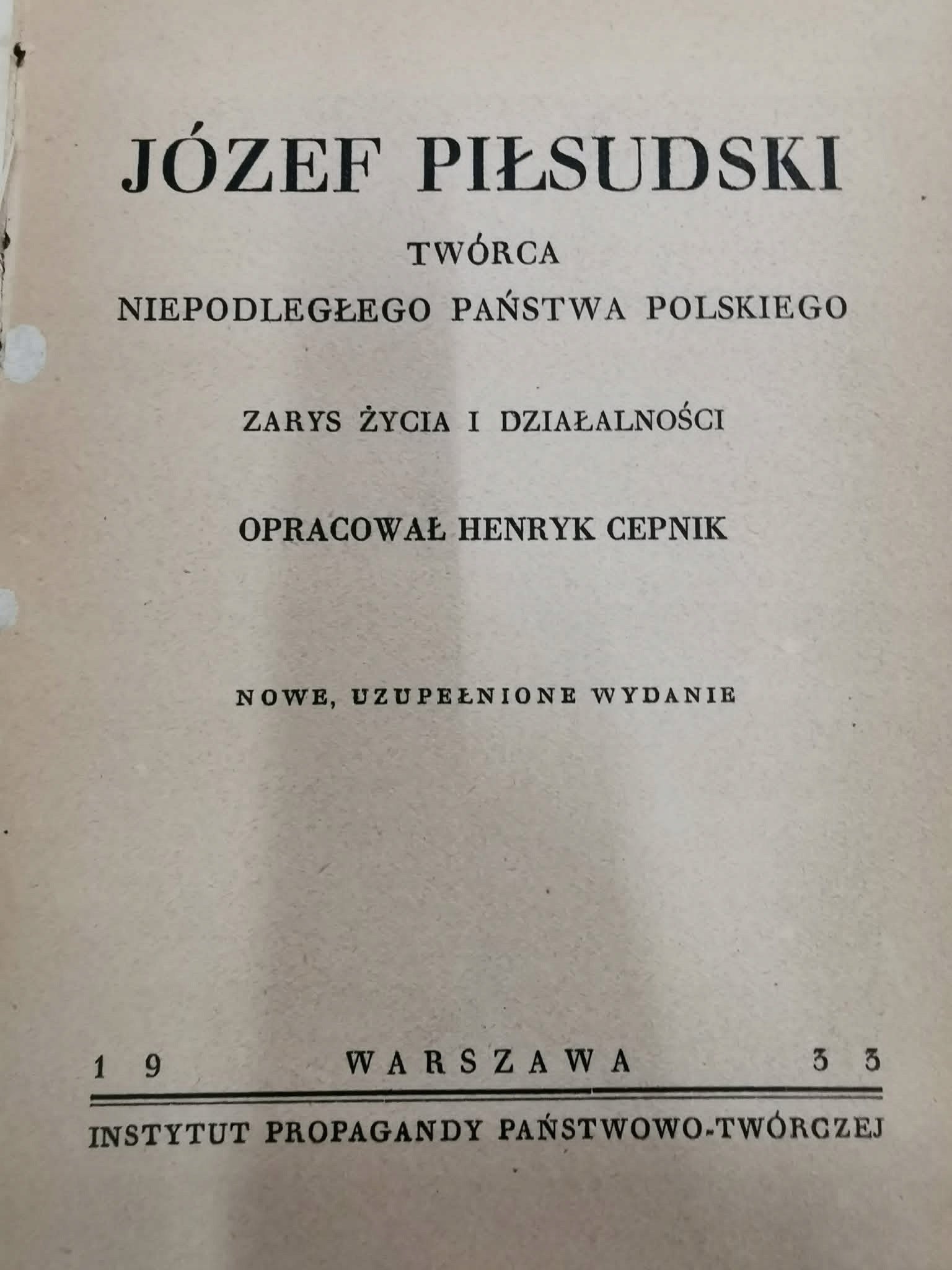 Józef Piłsudski, H. Cepnik [1933]