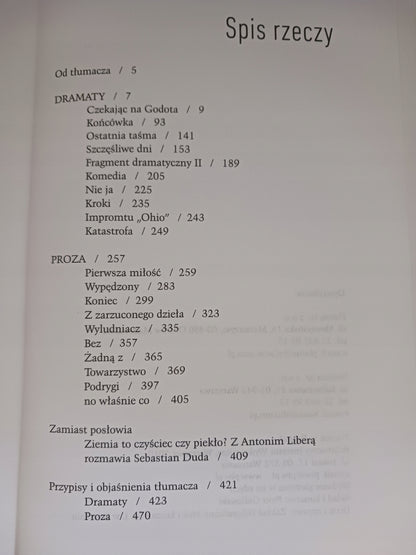 No właśnie co Dramaty i proza Samuel Beckett, przekład Antoni Libera