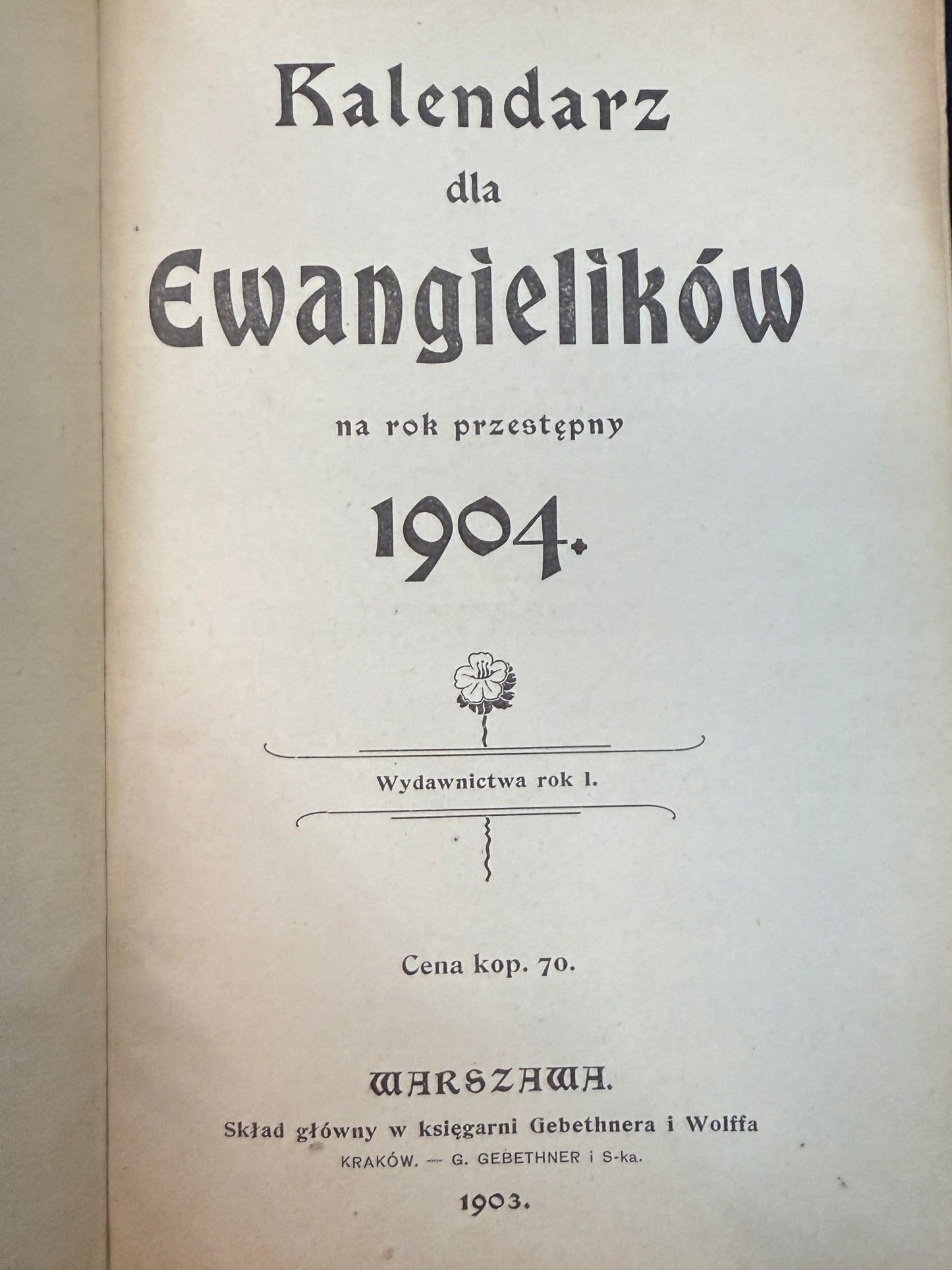 Kalendarz dla ewangielików 1904 r. Praca zbiorowa [1903 r.]