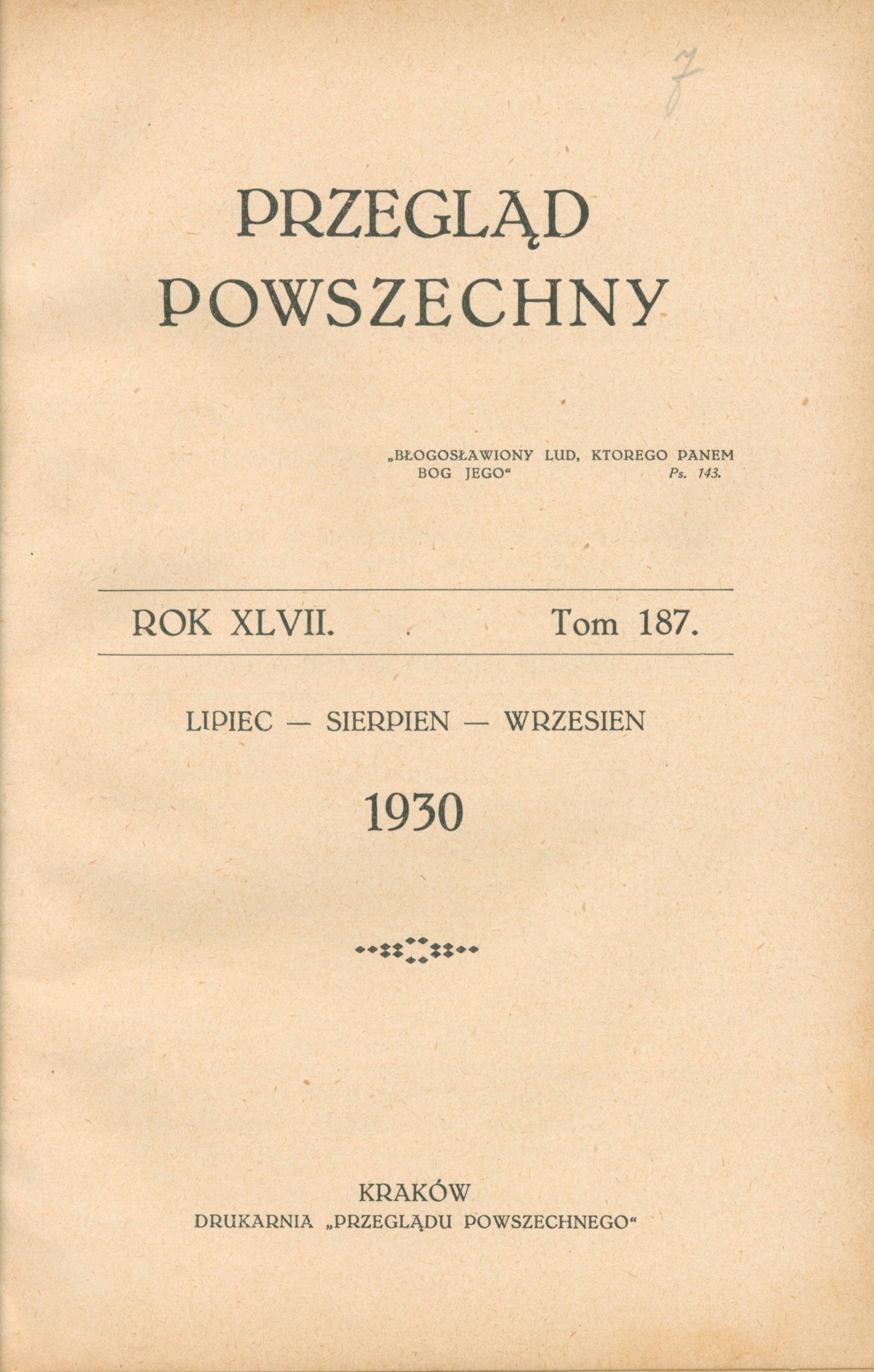 Przegląd Powszechny. Rok XLVII Tomy 185-188 w trzech woluminach [1930]