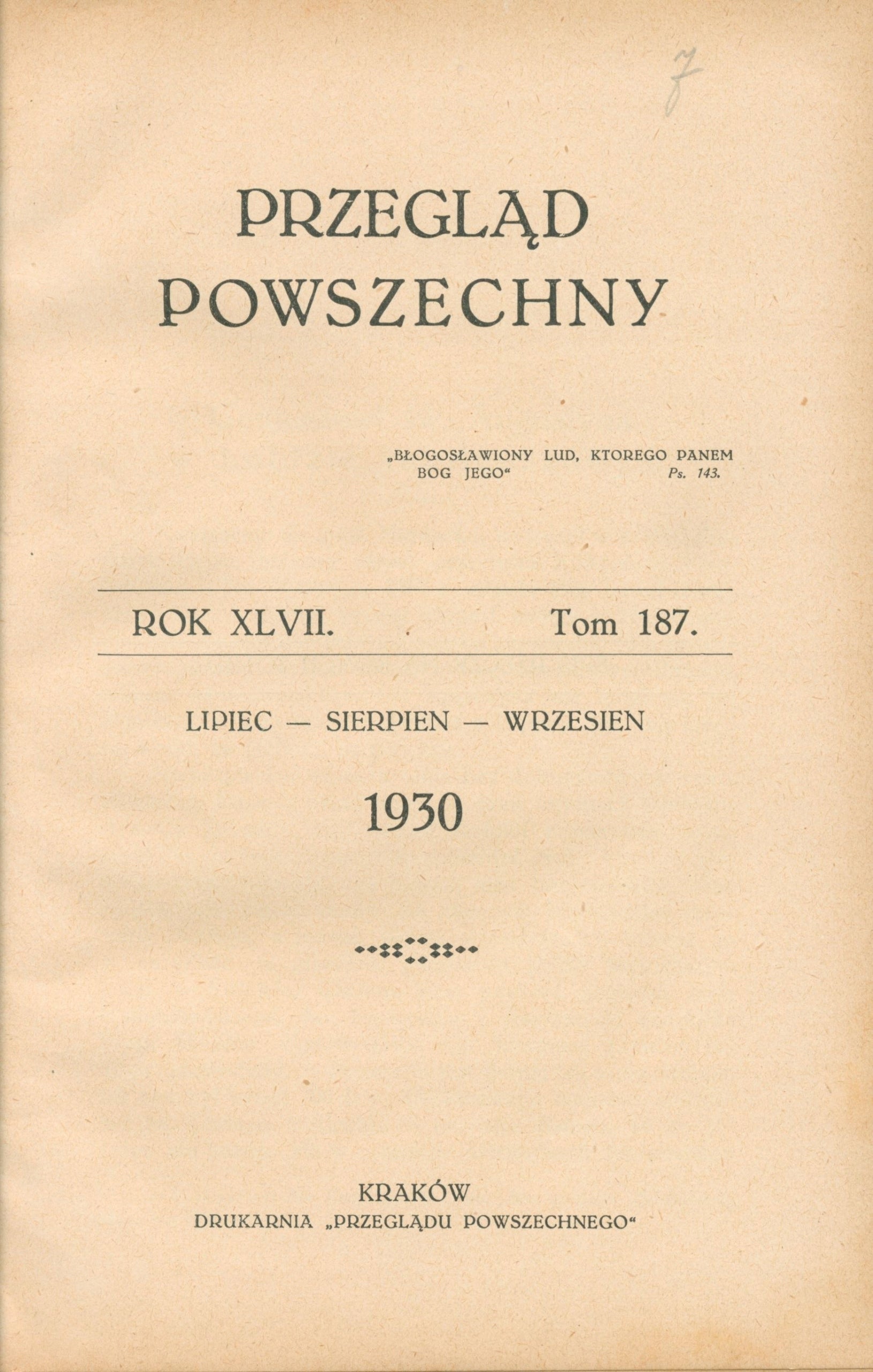 Przegląd Powszechny. Rok XLVII Tomy 185-188 w trzech woluminach [1930]