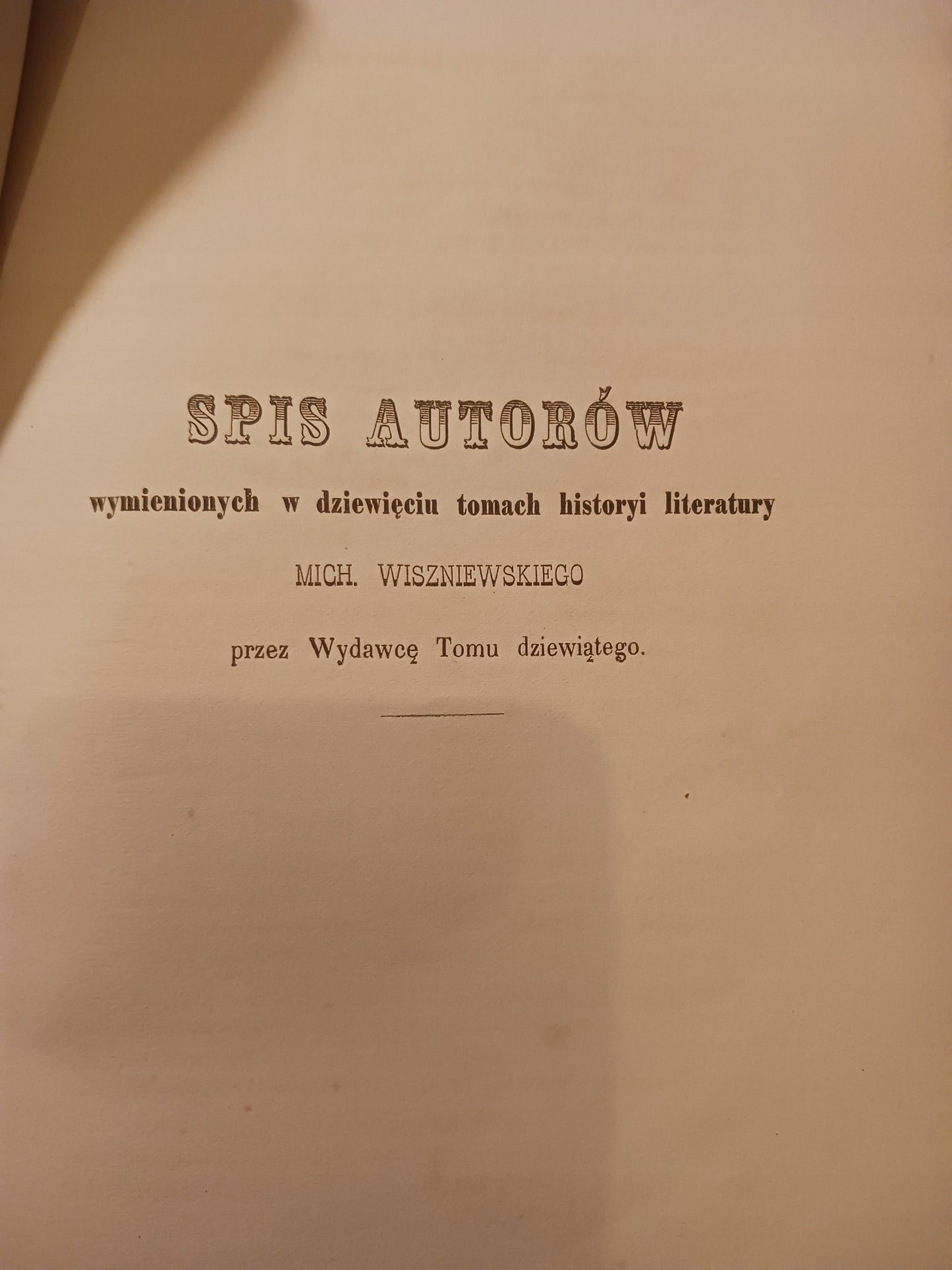 Historya Literatury Polskiej Tom X Michał Wiszniewski [Wydanie 1857 rok]