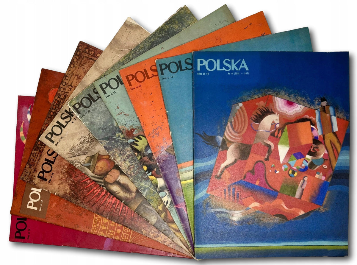 Zestaw 9 numerów Miesięcznik POLSKA 1965-1974 [okładki: Antoni Boratyński]