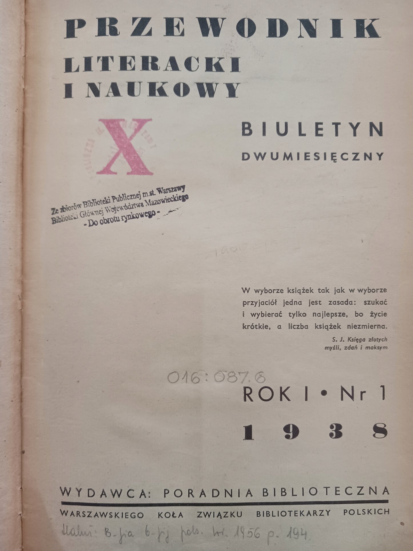 Przewodnik Literacki i Naukowy Rok I nr 1-5, Rok II nr 1-3 [1938 / 1939]
