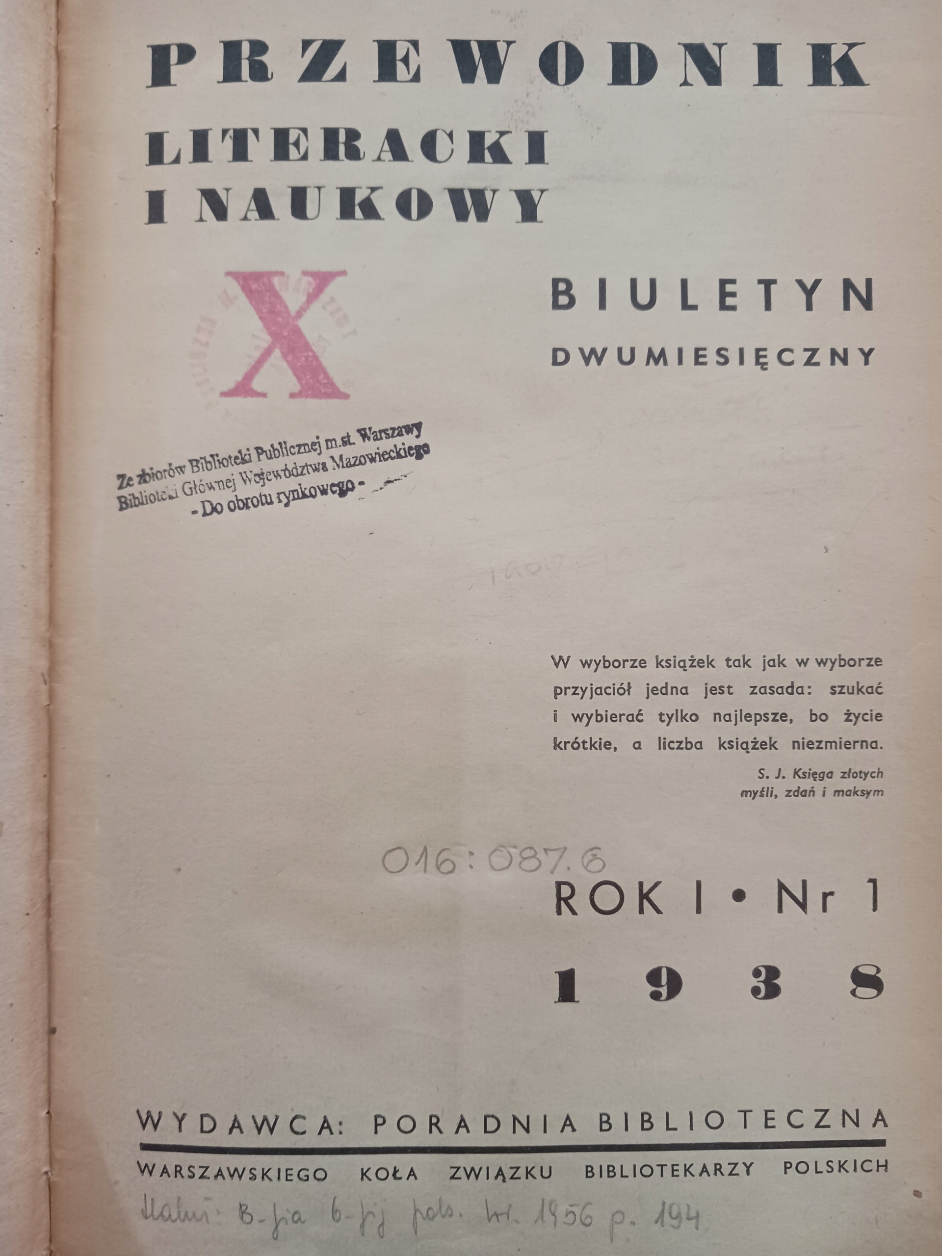 Przewodnik Literacki i Naukowy Rok I nr 1-5, Rok II nr 1-3 [1938 / 1939]