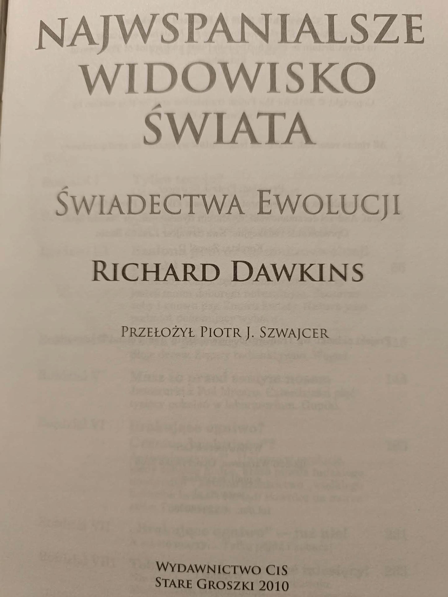 Najwspanialsze widowisko świata. Świadectwa ewolucji, Richard Dawkins