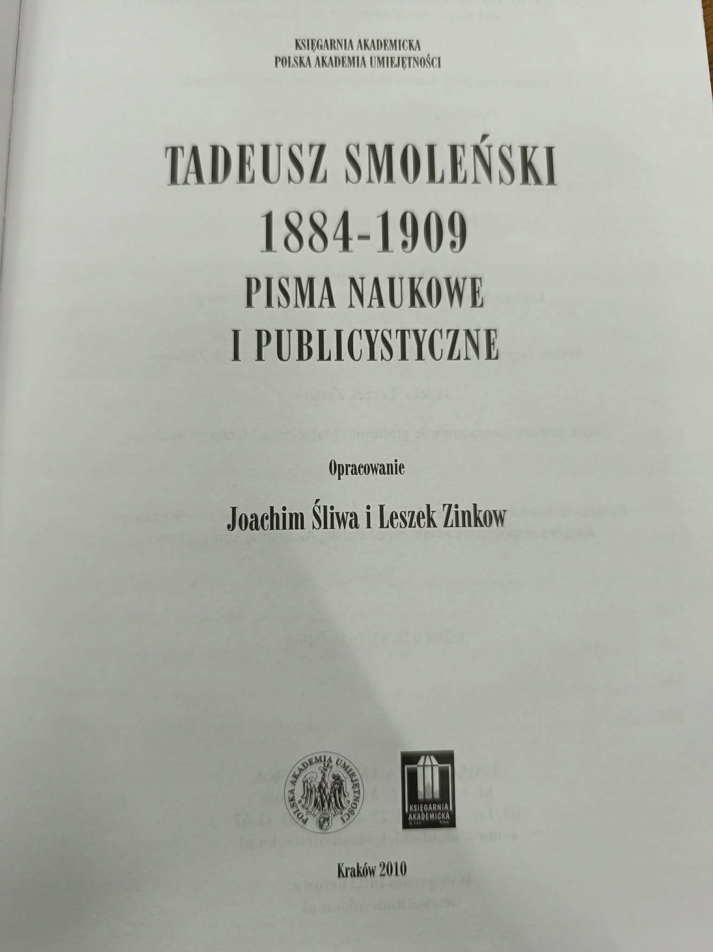 Tadeusz Smoleński pisma naukowe i publicystyczne 1884-1909, Śliwa, Zinkow