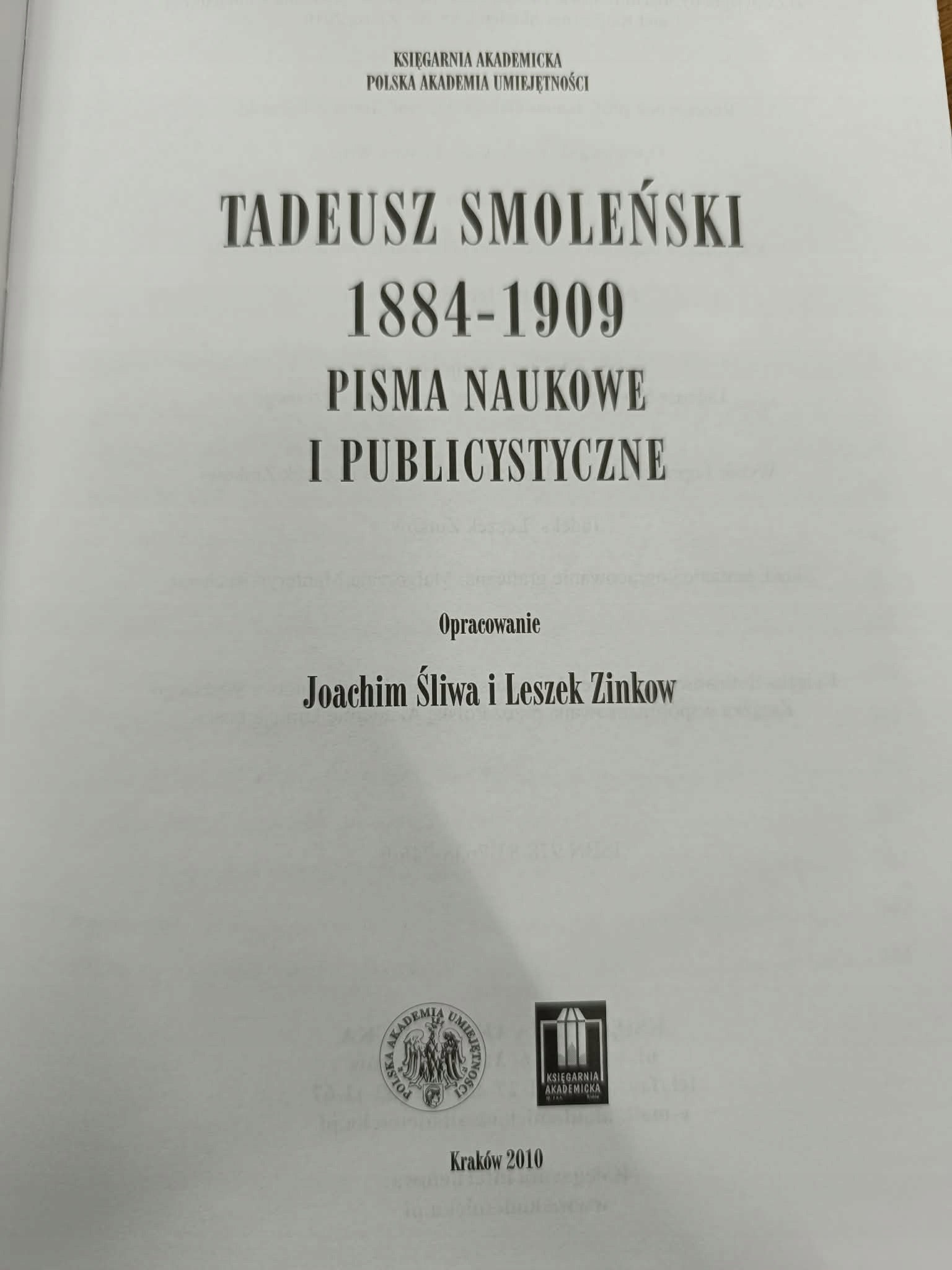 Tadeusz Smoleński pisma naukowe i publicystyczne 1884-1909, Śliwa, Zinkow