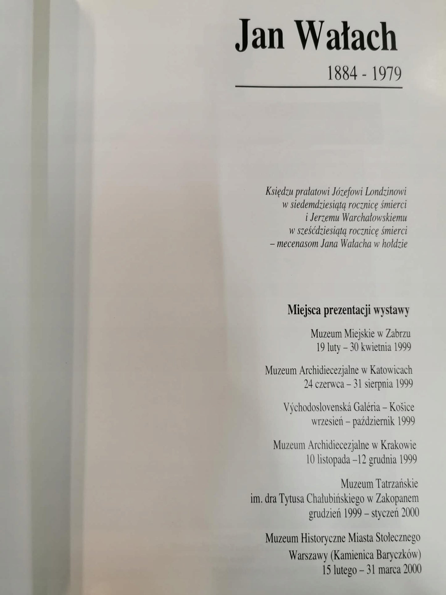 Jan Wałach 1884-1979, katalog wystawy