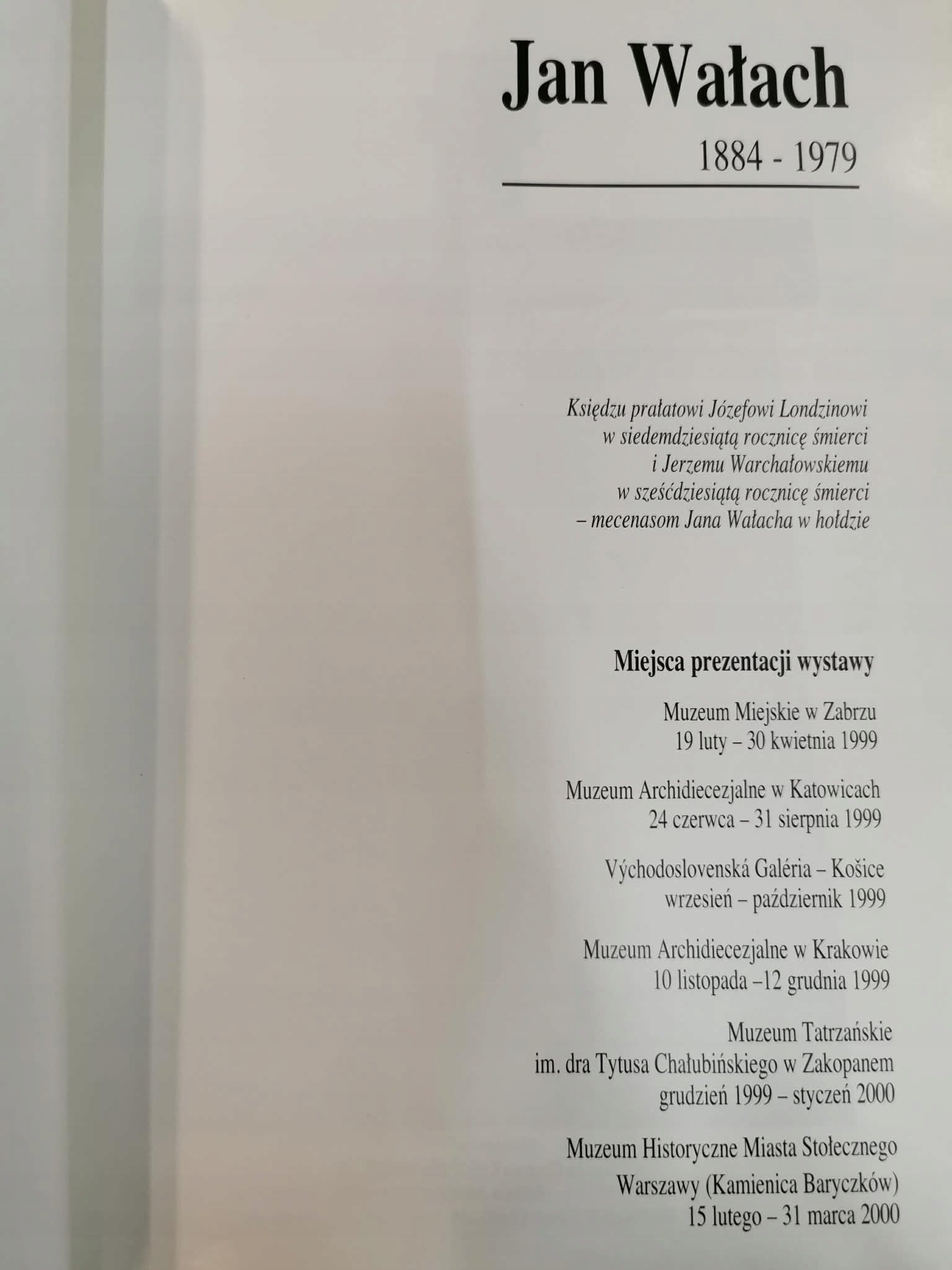 Jan Wałach 1884-1979, katalog wystawy