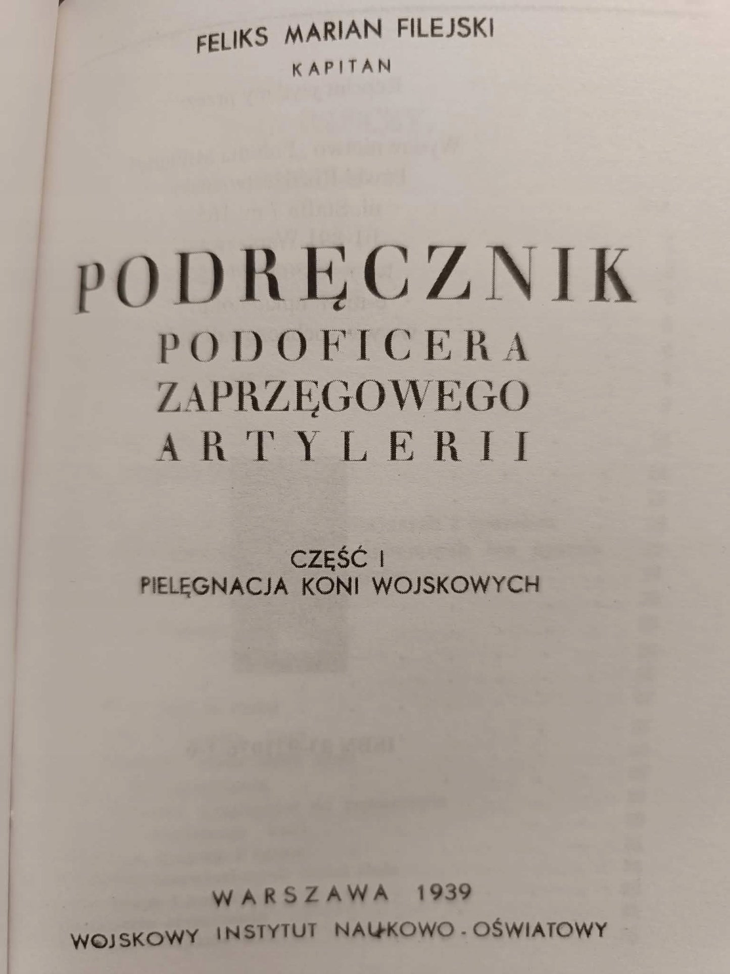 Podręcznik podoficera zaprzęgowego artylerii część 1 [1939]