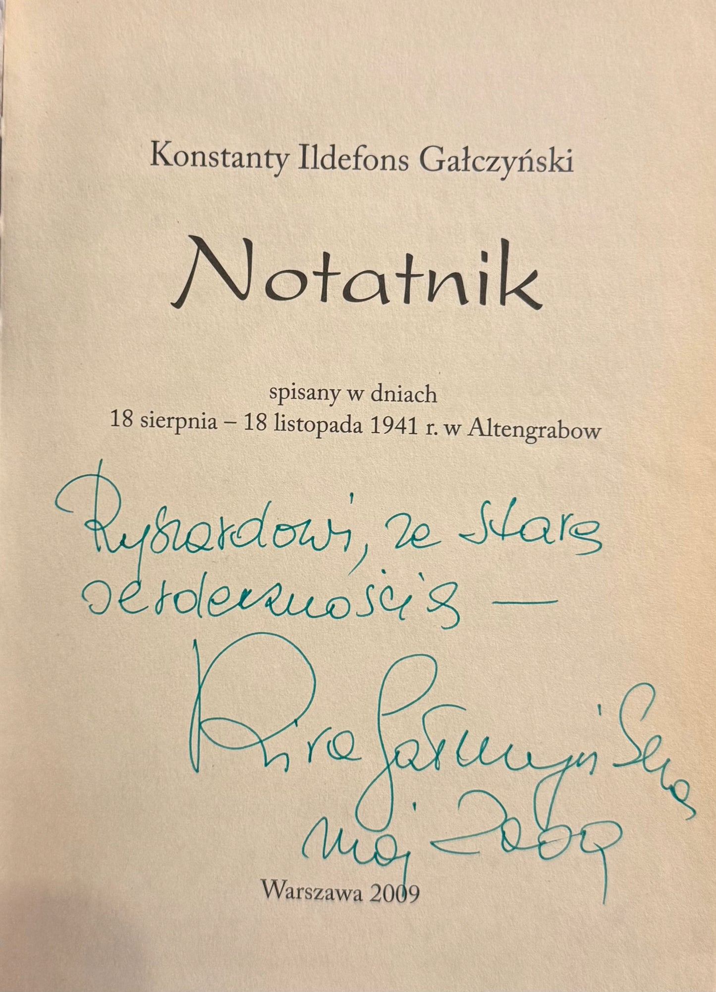 Notatnik Konstanty Ildefons Gałczyński [dedykacja córki autora]