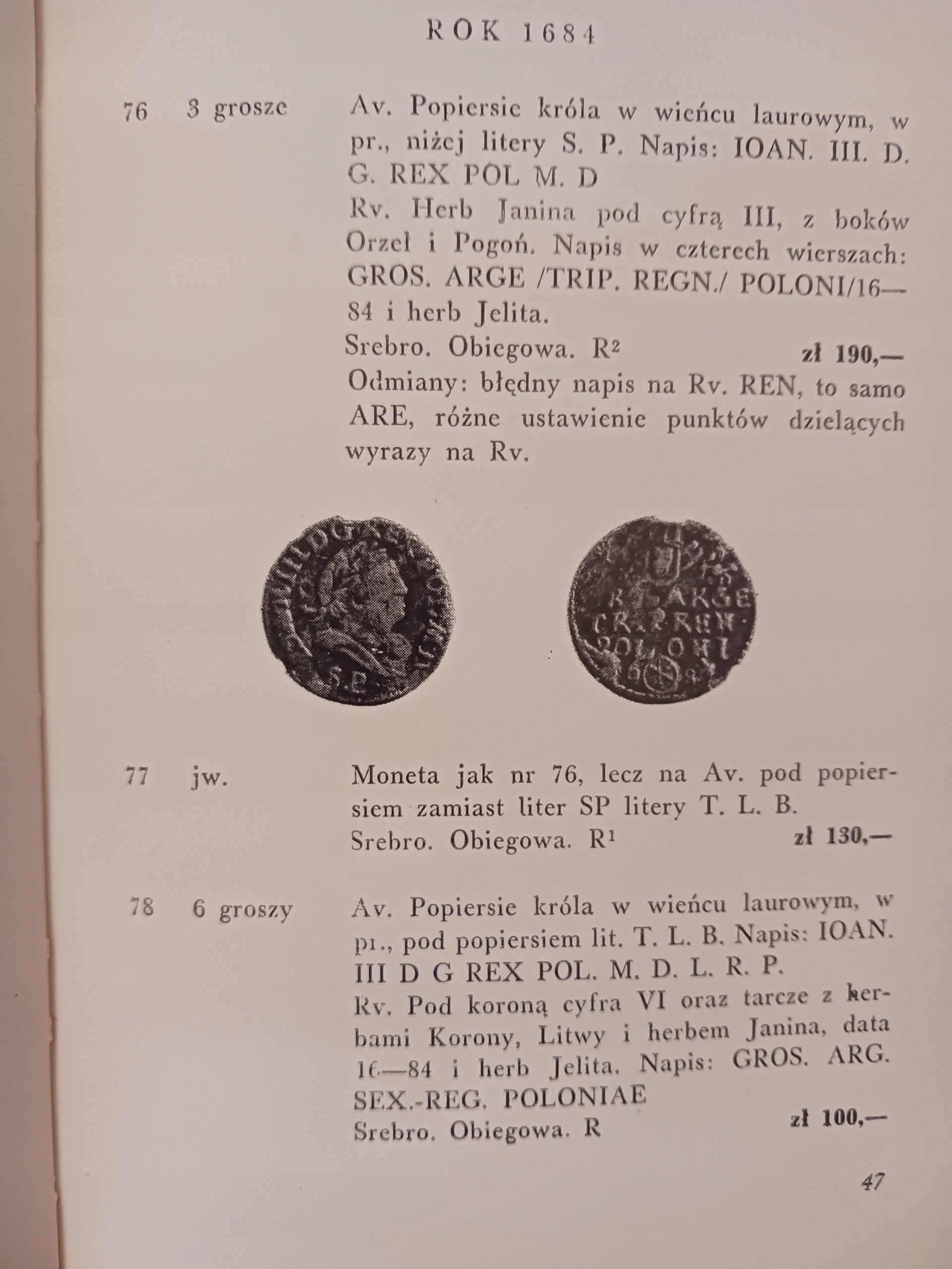 Katalog monet polskich 1669-1763 Tadeusz Jabłoński, Władysław Terlecki