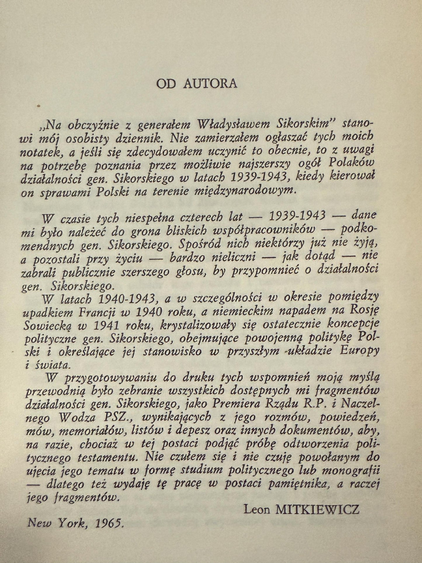 Z Gen. Sikorskim na obczyźnie Leon Mitkiewicz [1968 r.]