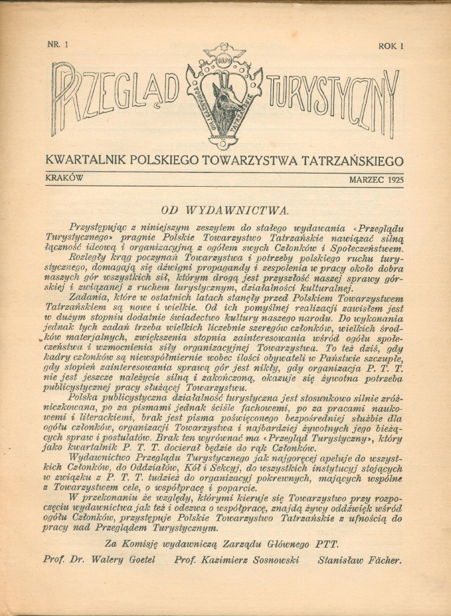 Przegląd turystyczny. Kwartalnik Polskiego Towarzystwa Tatrzańskiego
