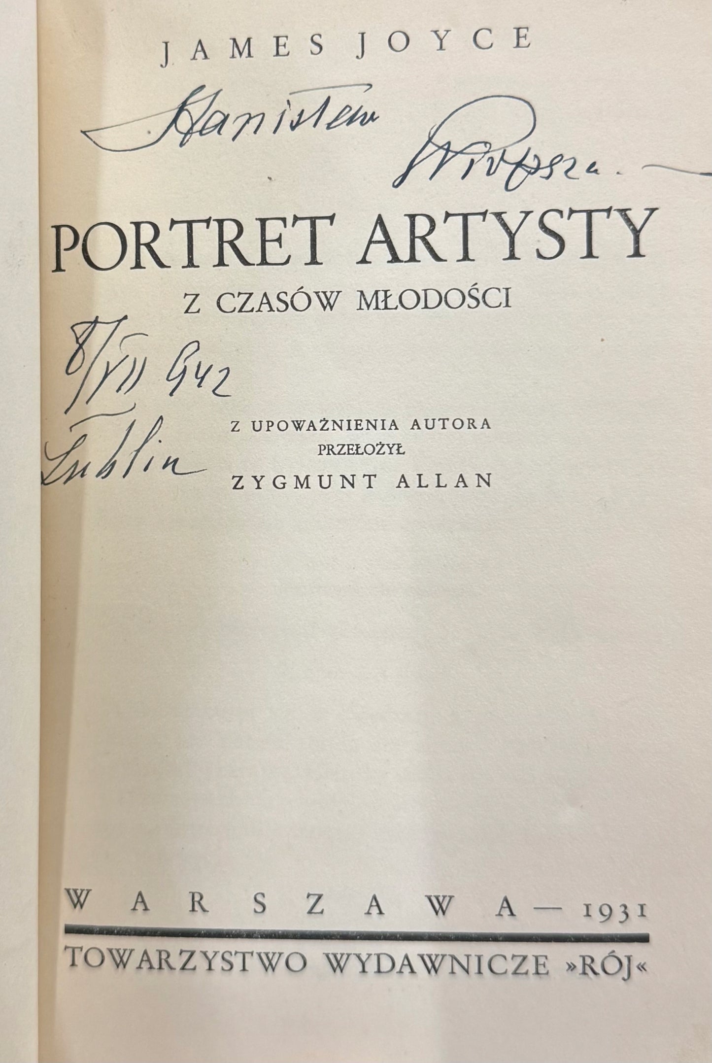 Portret artysty z czasów młodości Joyce James [pierwsze wydanie]
