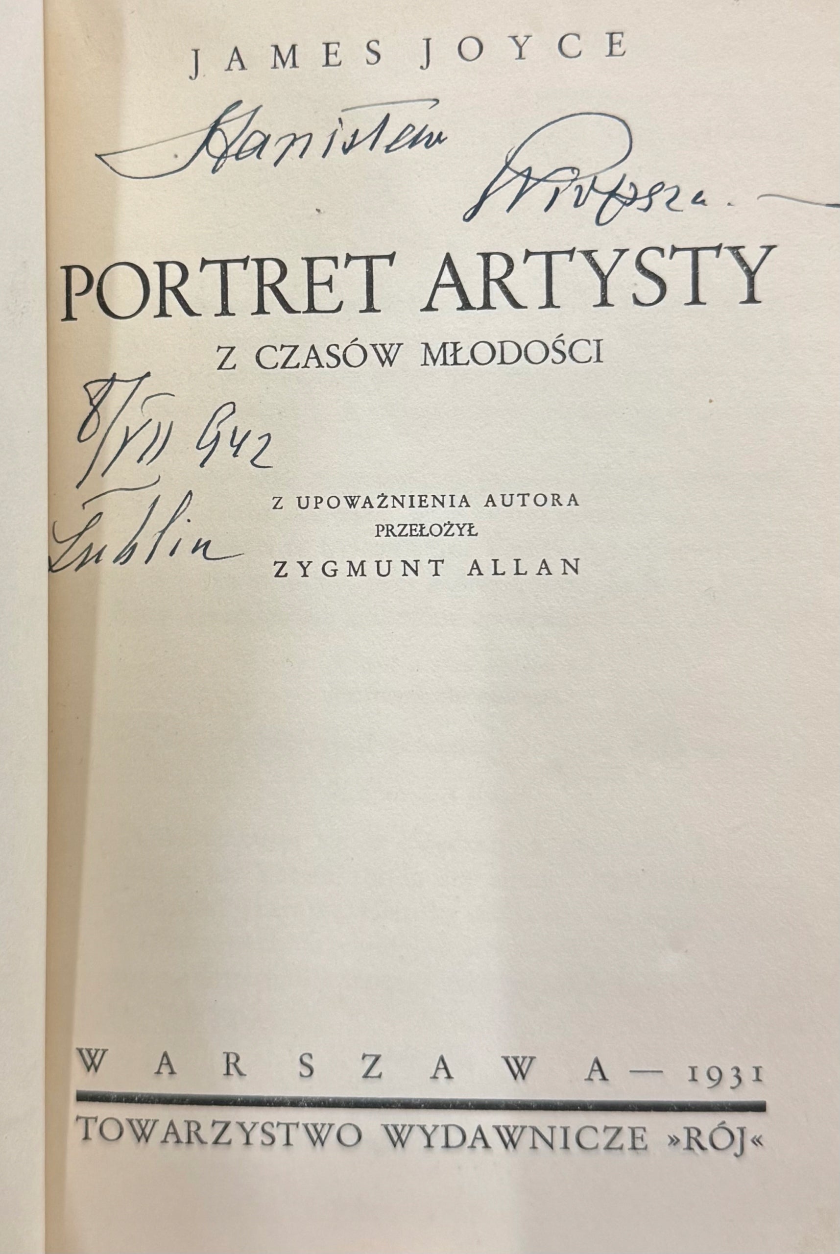 Portret artysty z czasów młodości Joyce James [pierwsze wydanie]