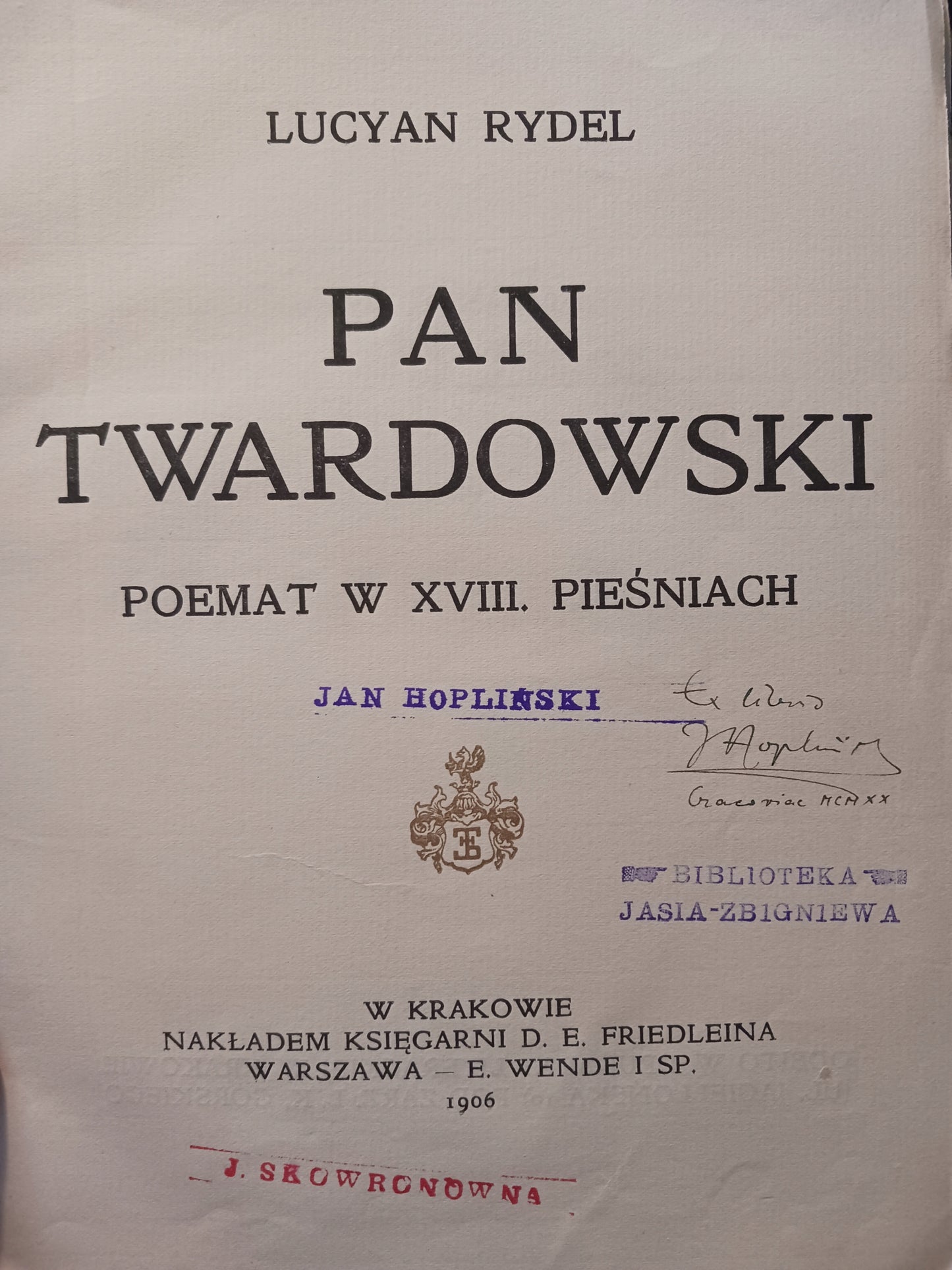 Pan Twardowski Lucyan Rydel [Warszawa 1906][ ilustracje Procajłowicza]