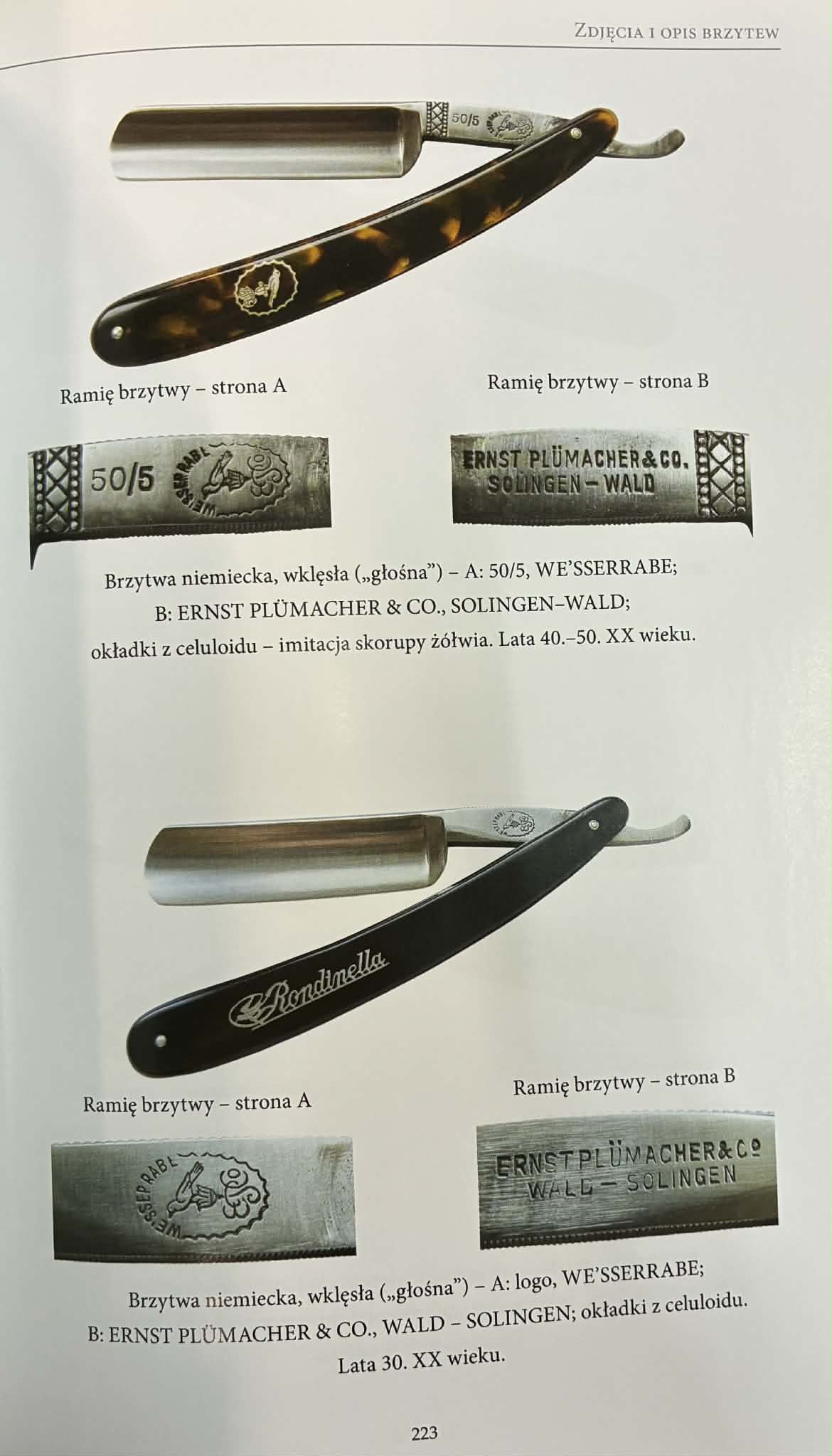 Lech Kubecki Brzytwa Fryzjerska XVIII - XX w. Rodzaje, modele, producenci