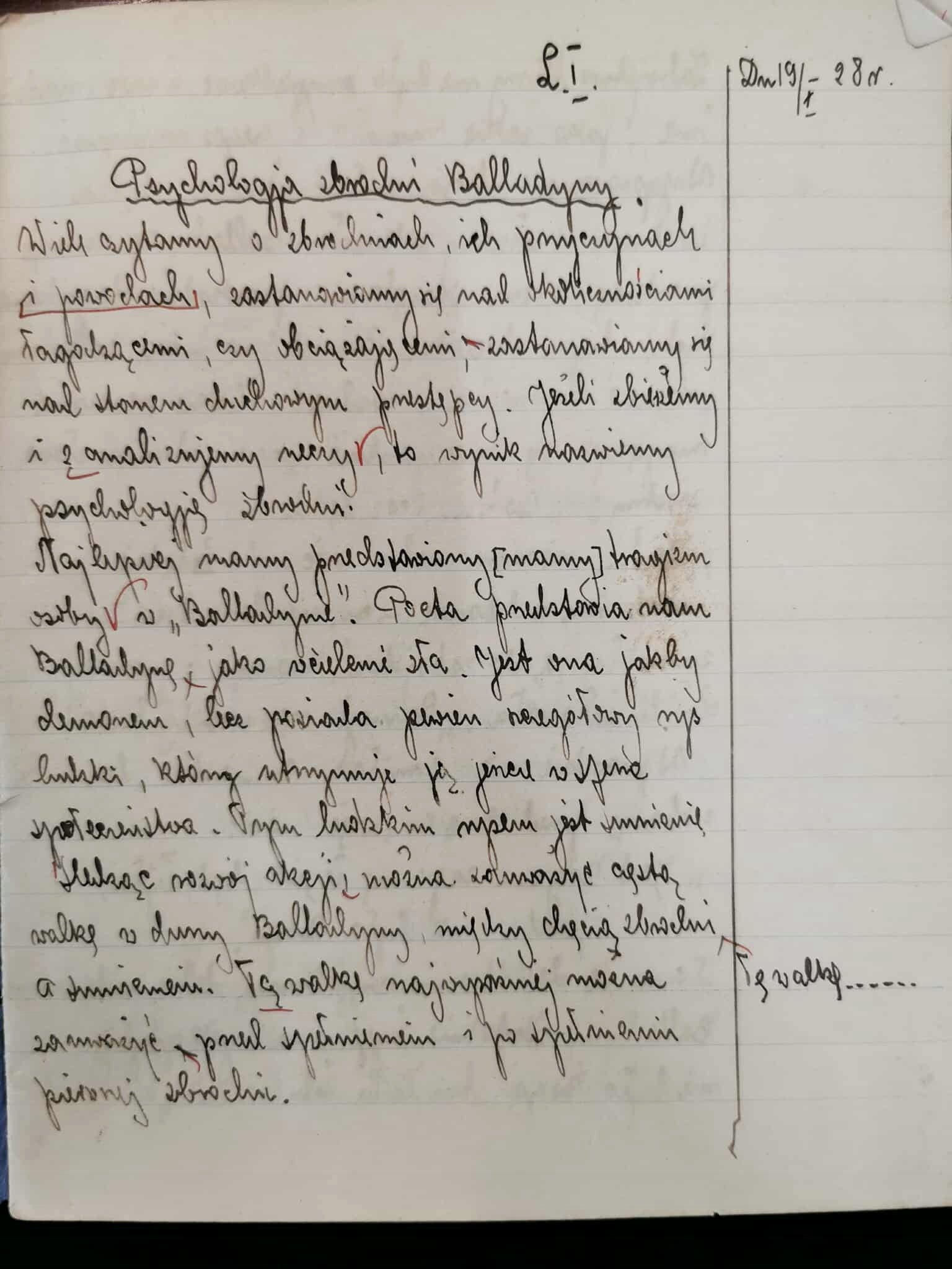 Zeszyt Szkolny H. Mazurkiewiczówny [MIĘDZYWOJNIE] [1928]
