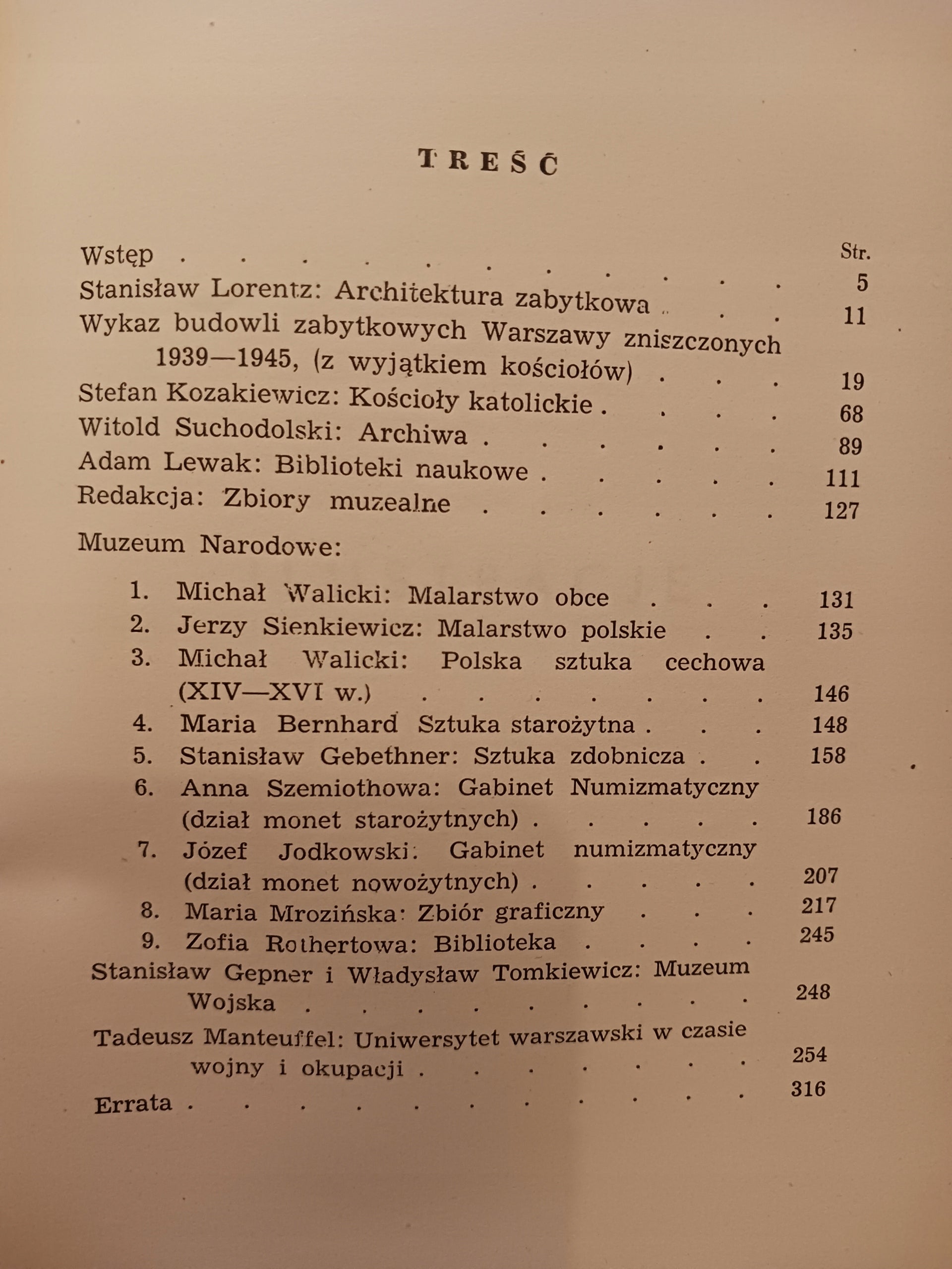 Straty kulturalne Warszawy I Praca zbiorowa [Warszawa 1948 rok]