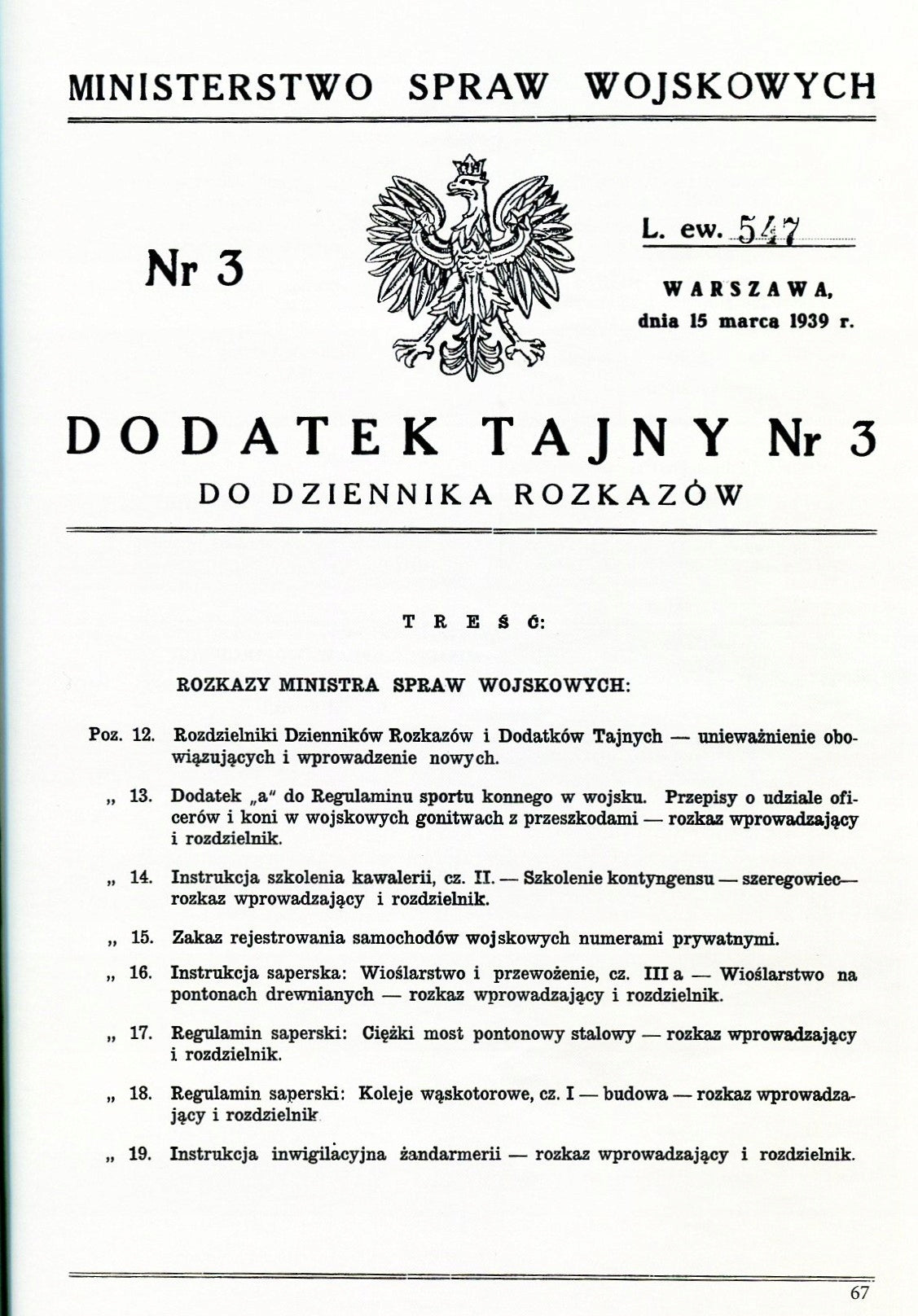 ŻANDARMERIA WOJSKOWA W DOKUMENTACH Z LAT 1918-1939, Jan Tarczyński