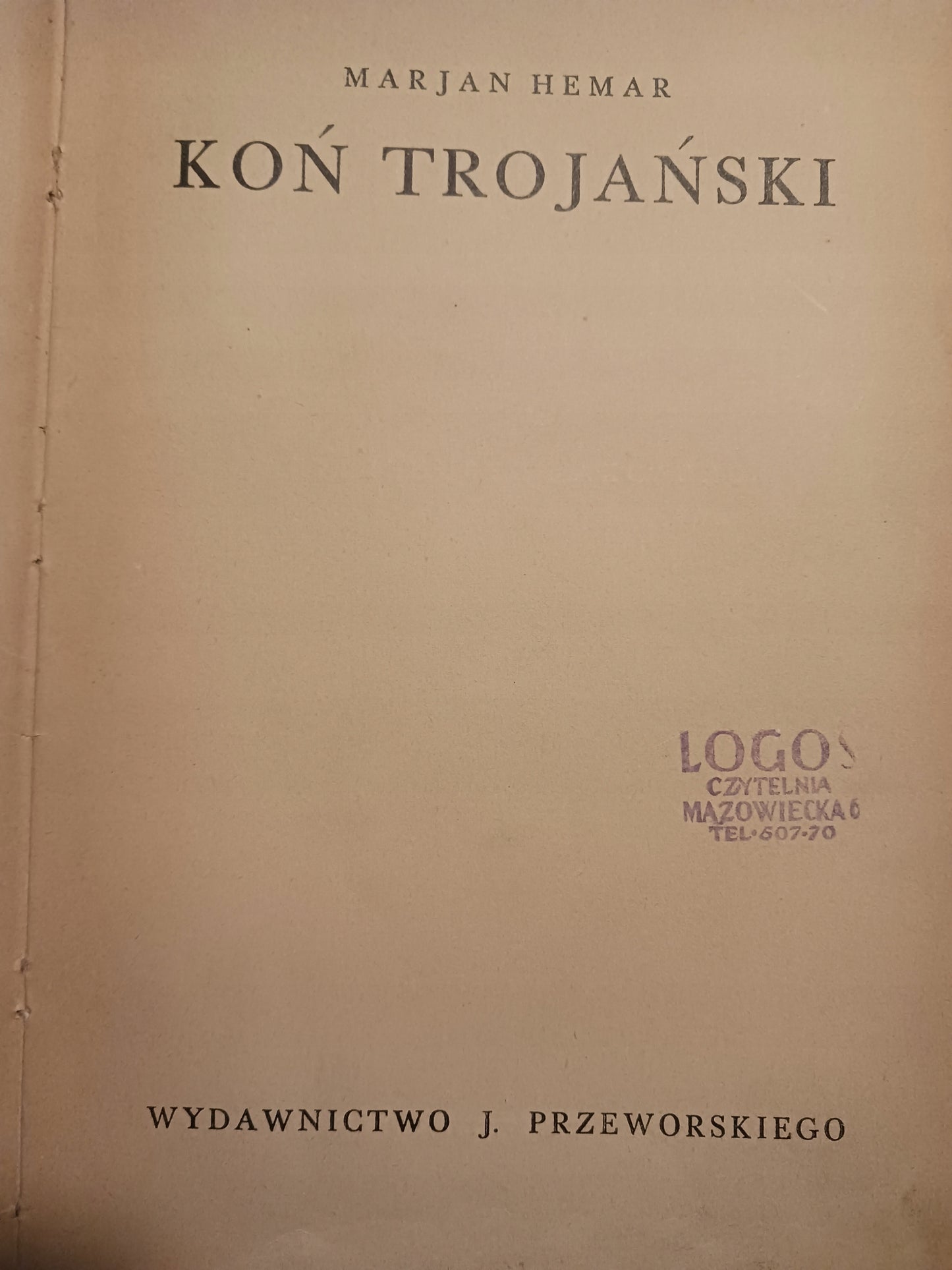 Koń trojański Marian Hemar [wydanie z roku 1936]