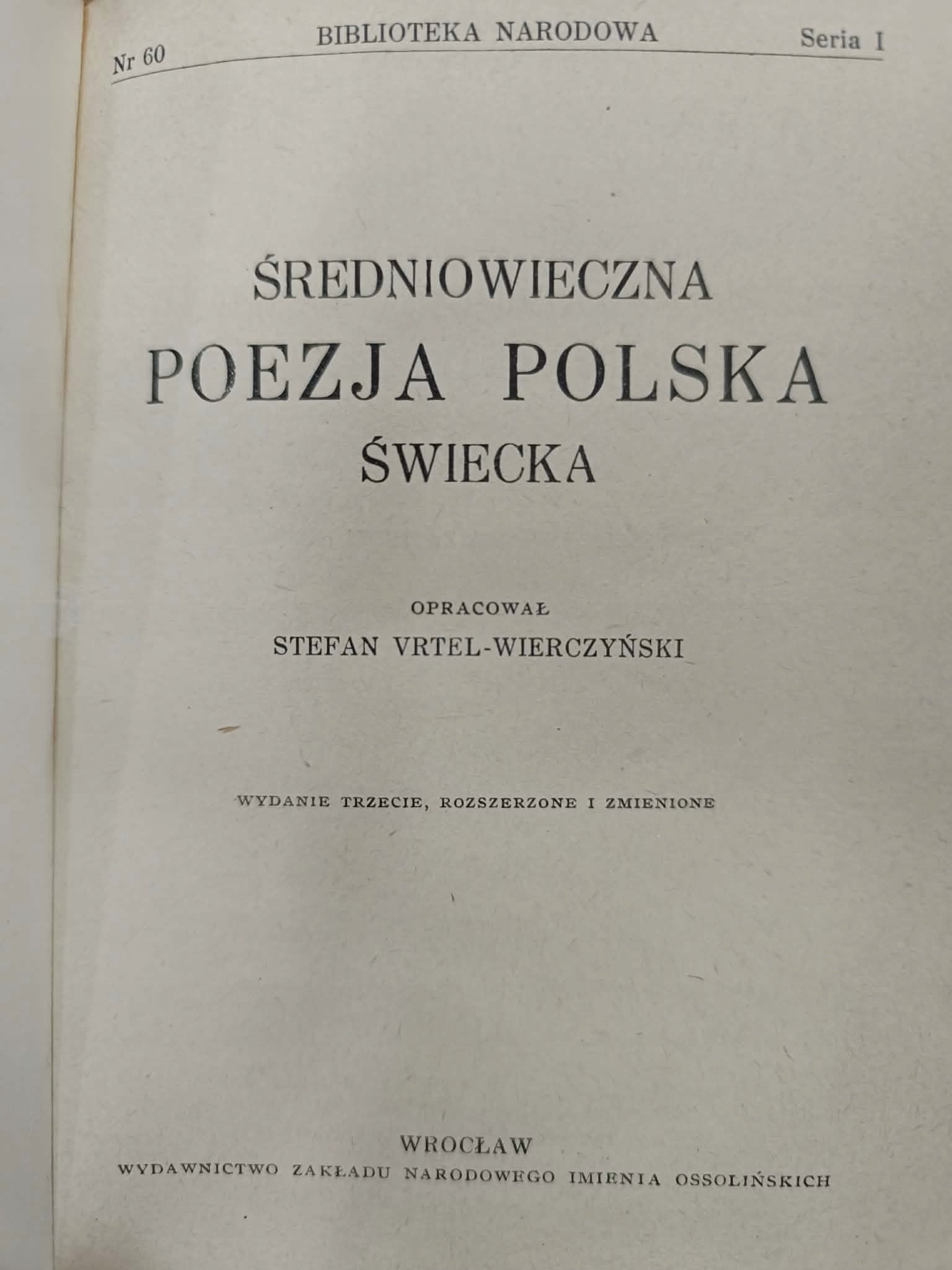 Średniowieczna poezja polska świecka, BN, Nr 60, Seria I