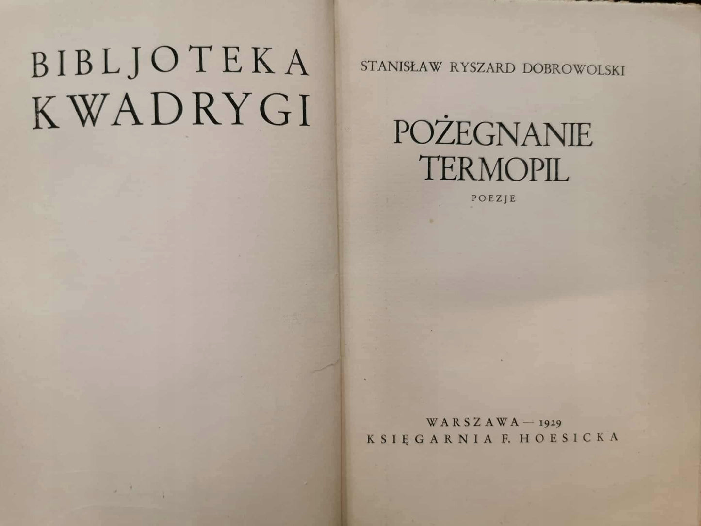 Pożegnanie Termopil, Stanisław R. Dobrowolski [Warszawa 1929]