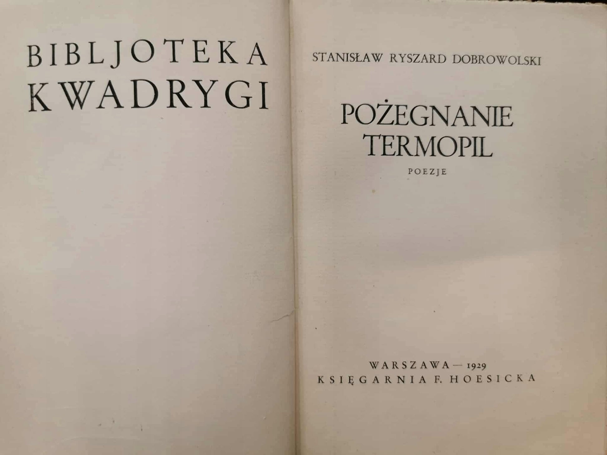 Pożegnanie Termopil, Stanisław R. Dobrowolski [Warszawa 1929]