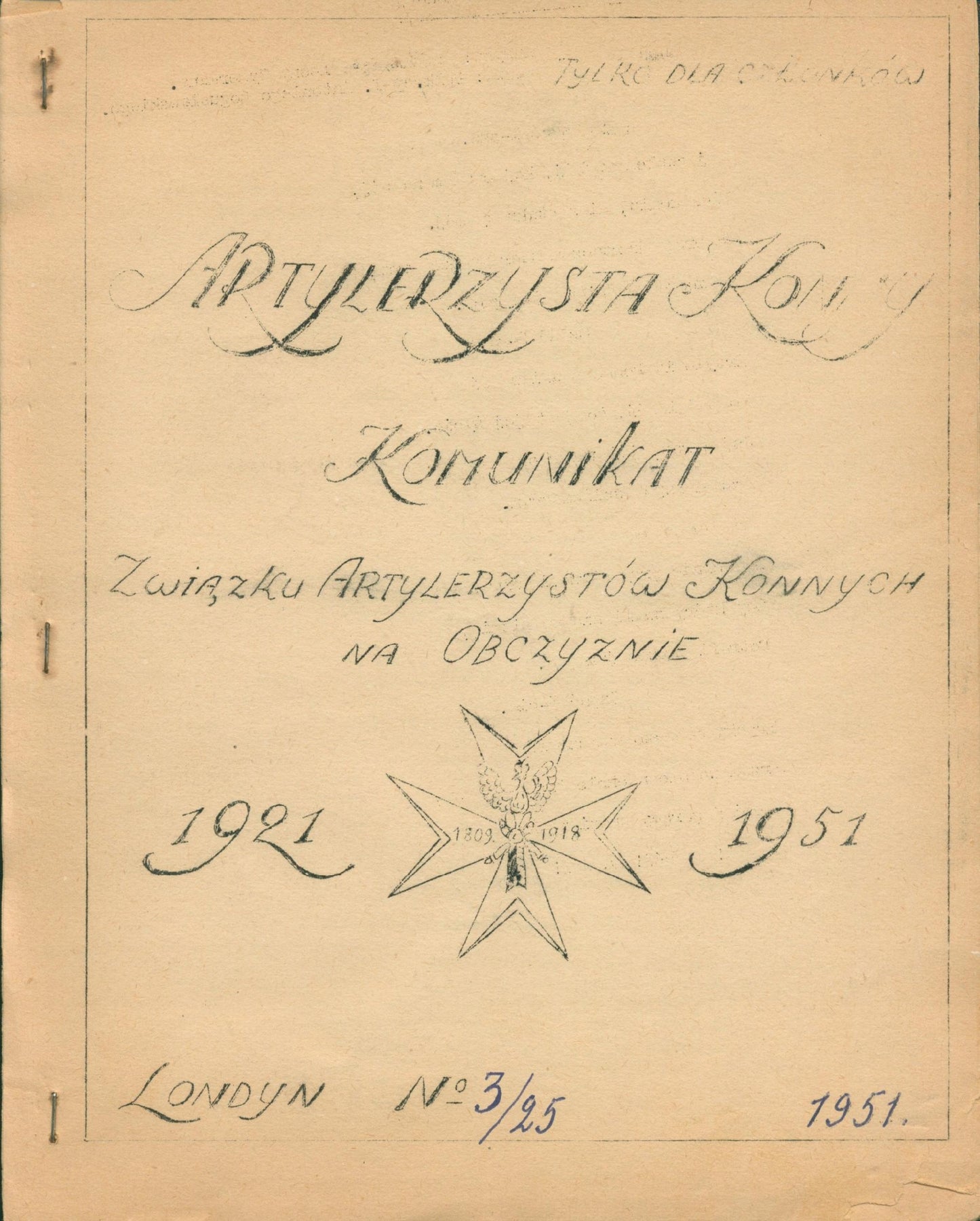 Artylerzysta Konny. Komunikat Związku Artylerzystów Konnych [1951]