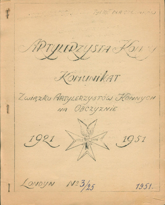 Artylerzysta Konny. Komunikat Związku Artylerzystów Konnych [1951]