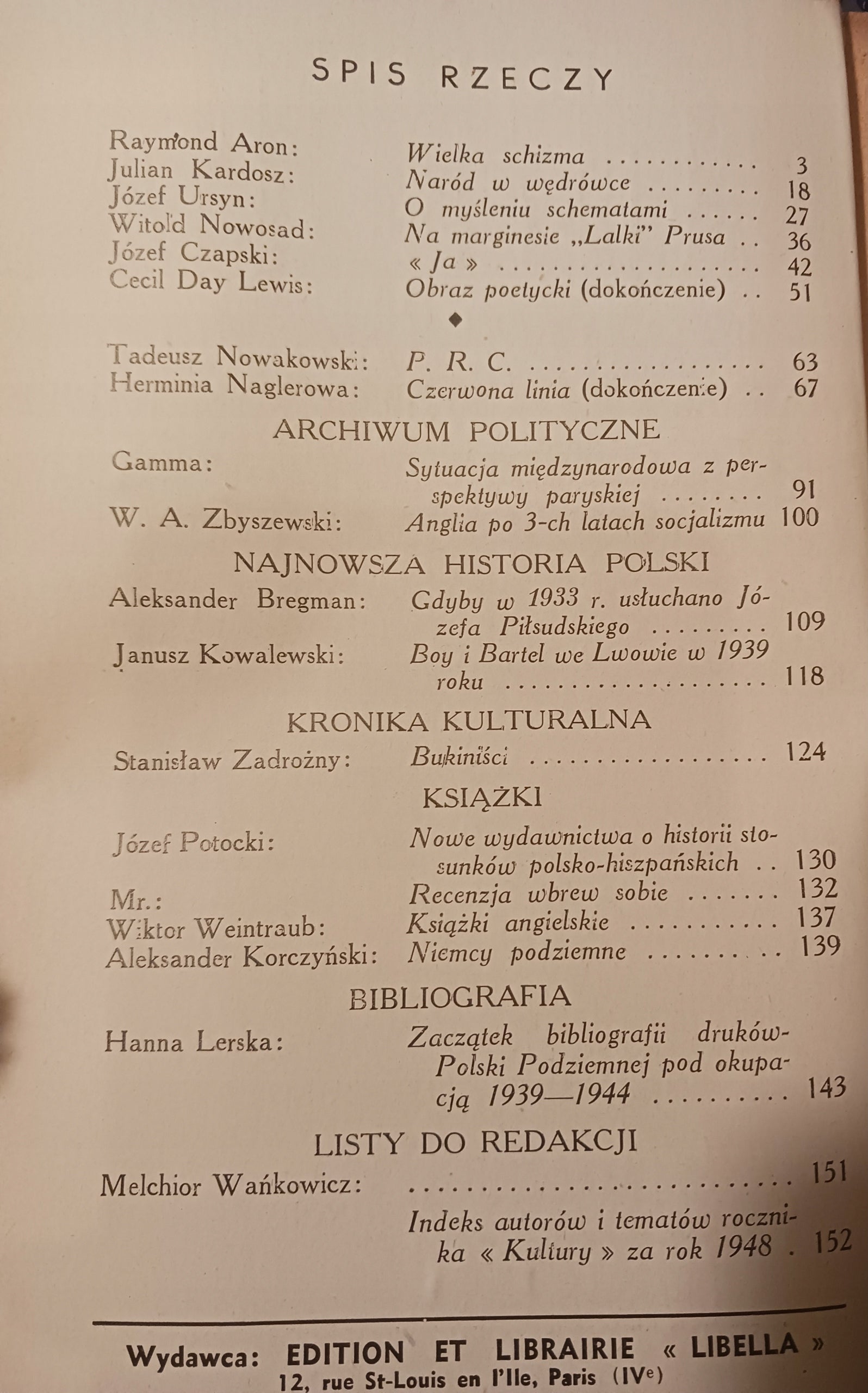 Kultura. Szkice, opowiadania, sprawozdania Nr 15 [Paryż 1949]