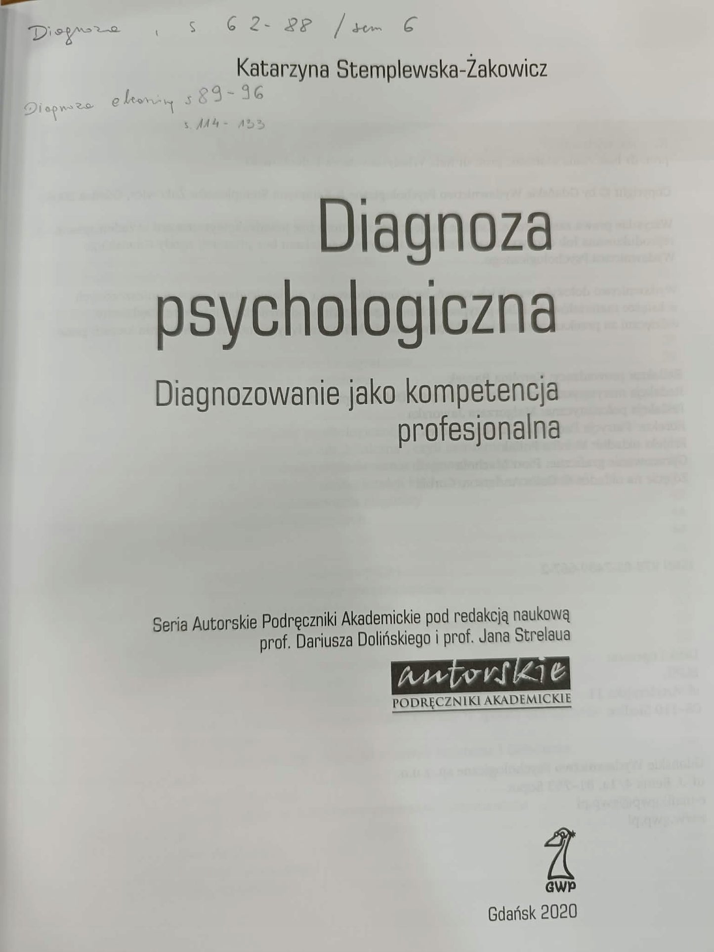 Diagnoza psychologiczna, Katarzyna Stemplewska-Żakowicz, GWP