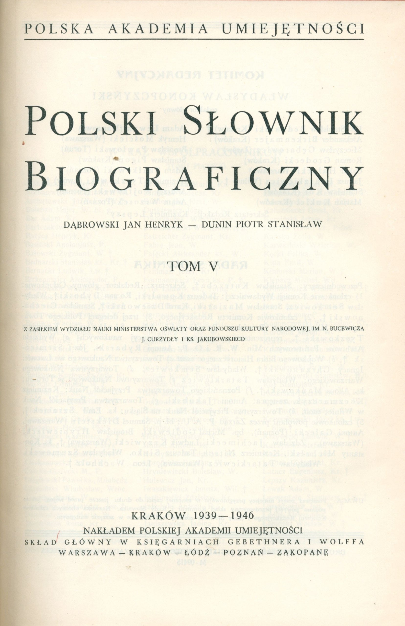 Polski Słownik Biograficzny, t. I - VI [Warszawa 1935 -1948]