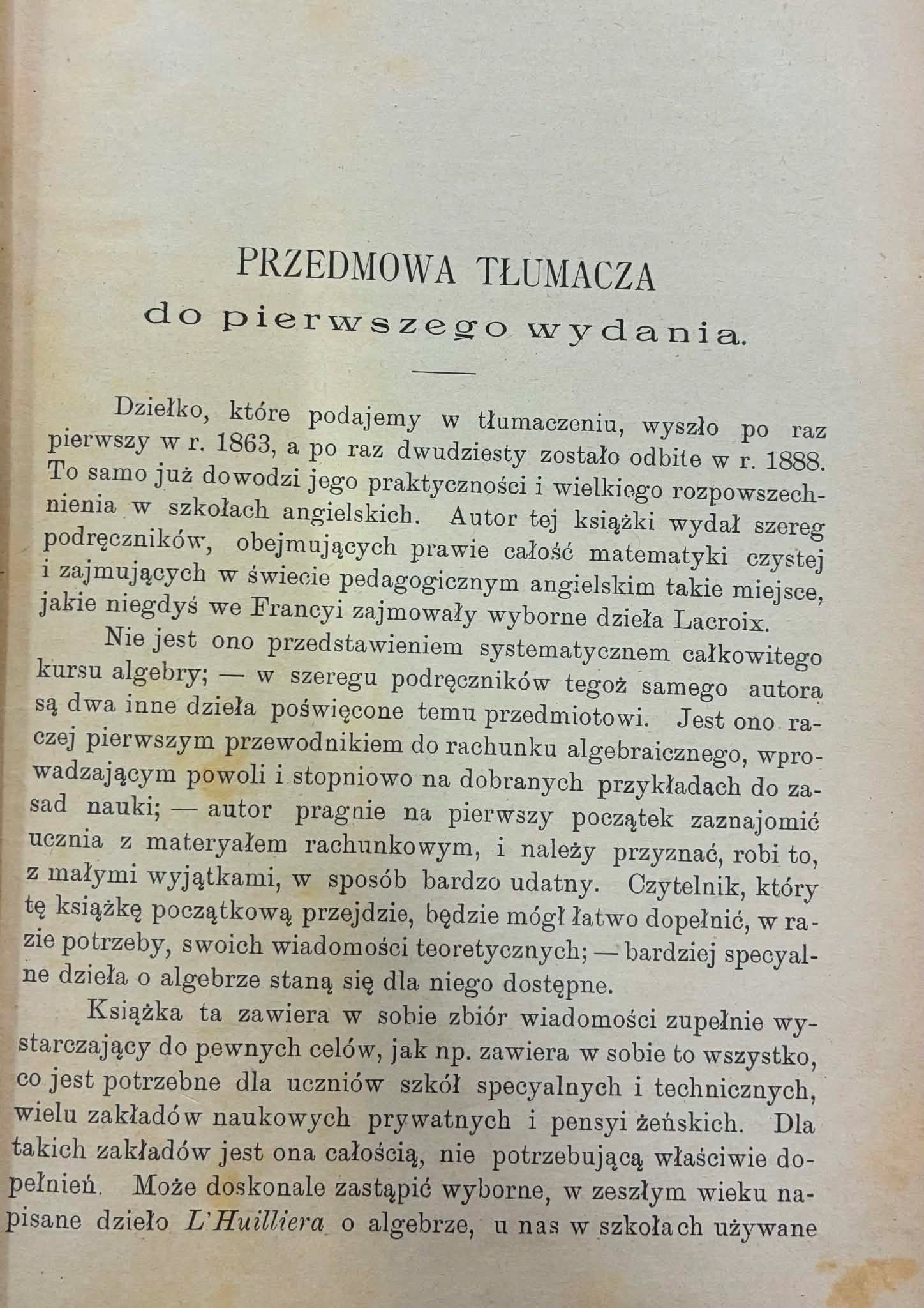 Algebra początkowa Isaac Todhunter [Gebethner i Wolff][1907]