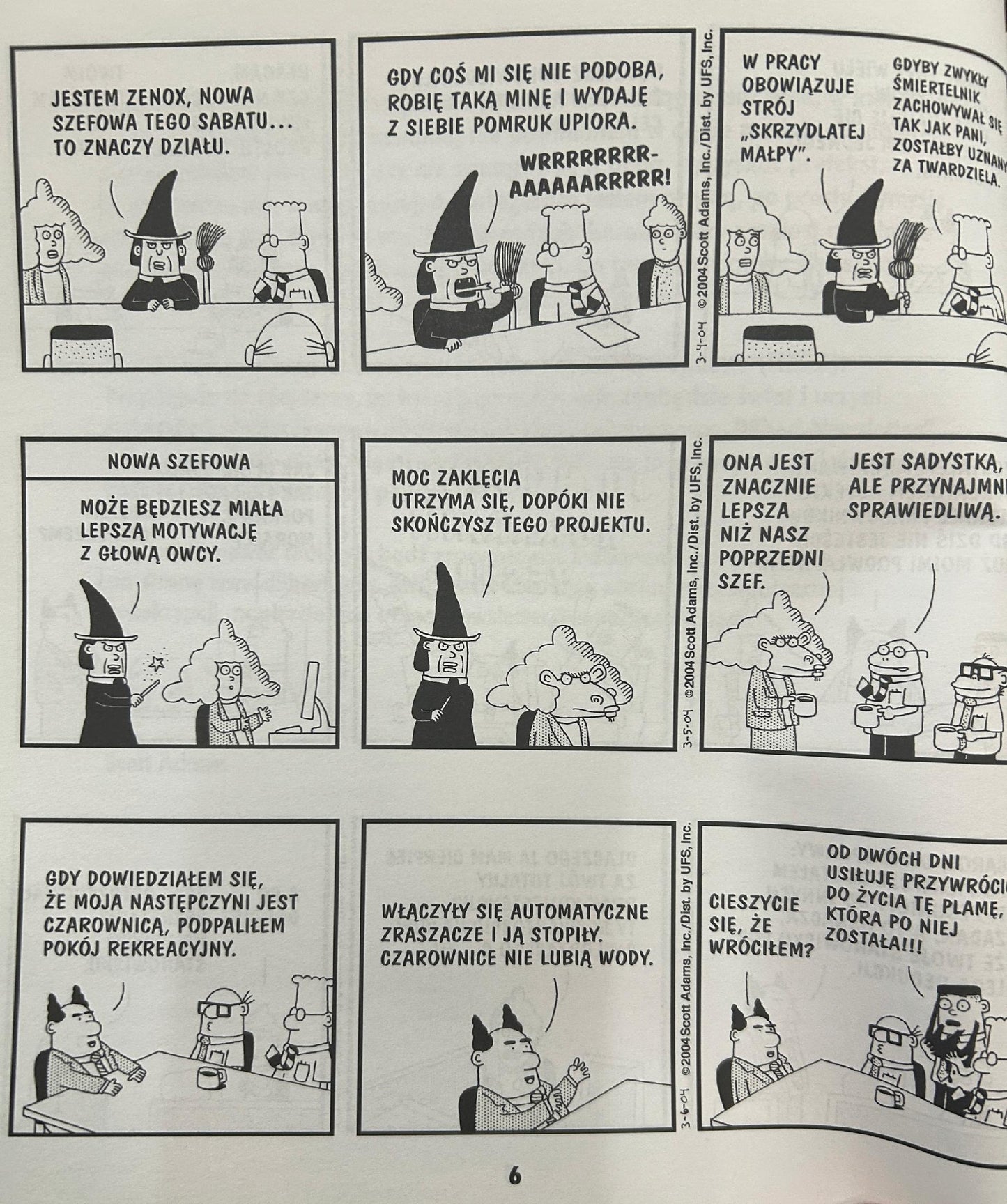 Twoja głowa jarzy się jak świetlówka. Dilbert - Scott Adams