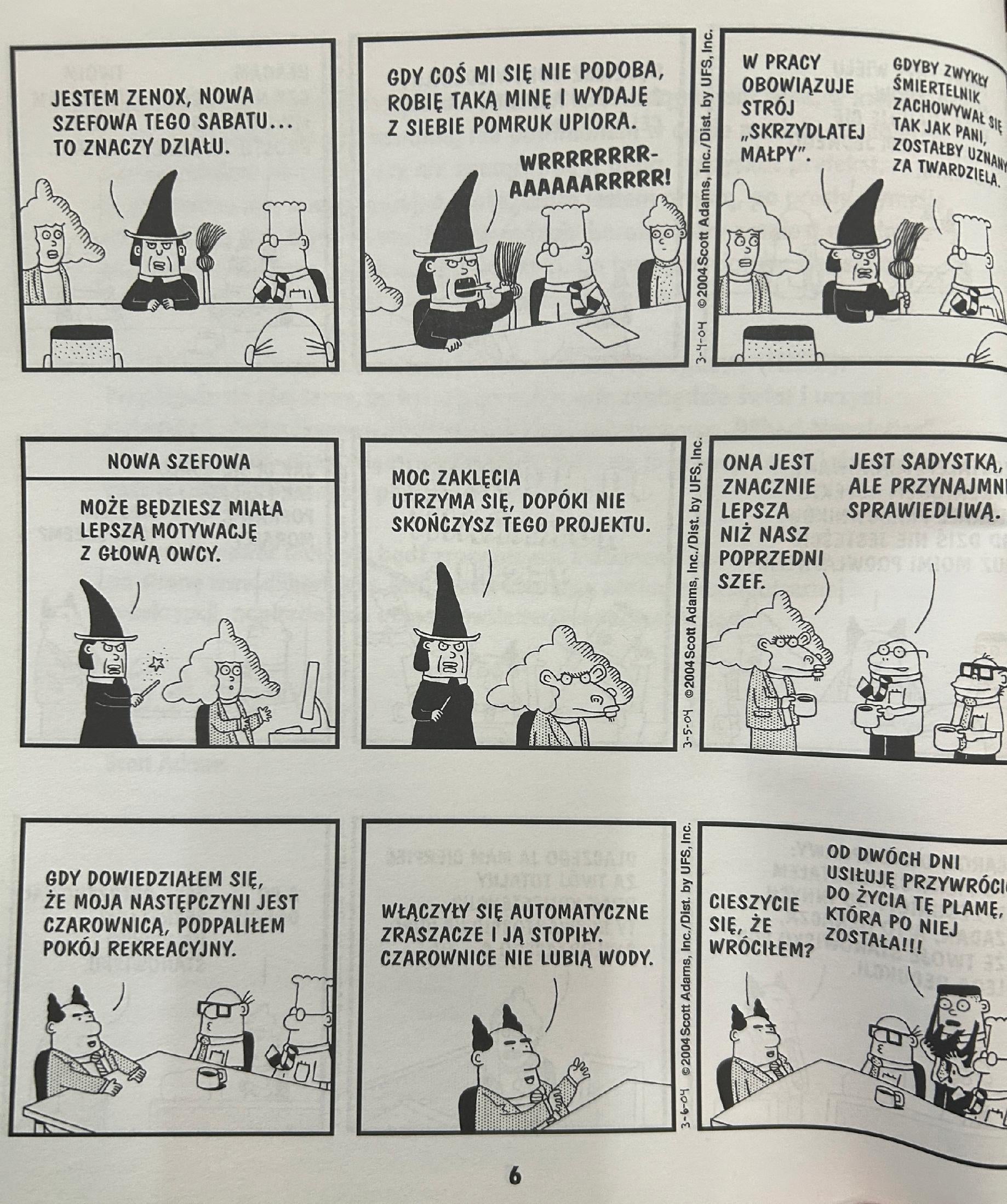 Twoja głowa jarzy się jak świetlówka. Dilbert - Scott Adams