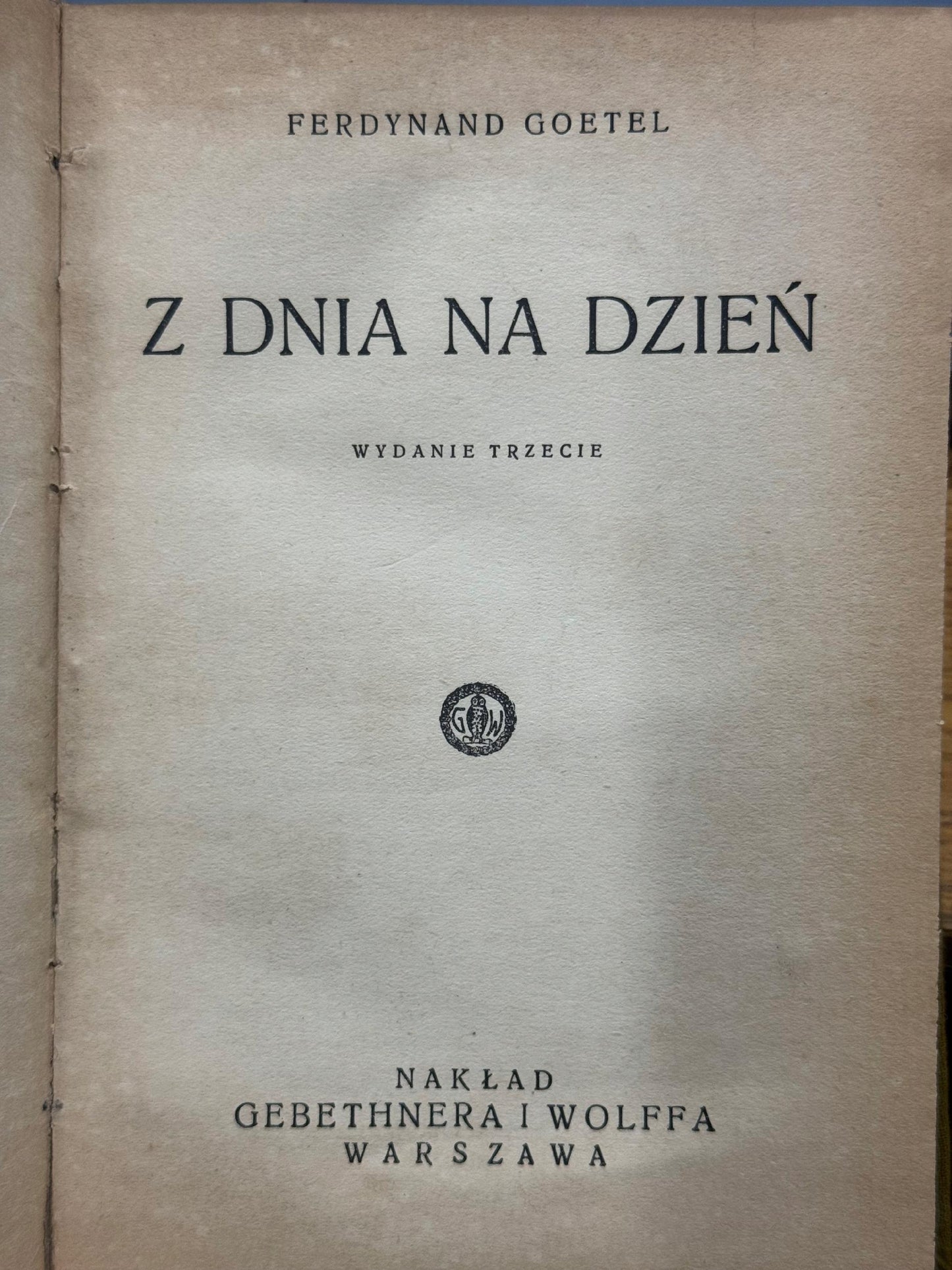 Z dnia na dzień Ferdynand Goetel [wydanie przedwojenne]