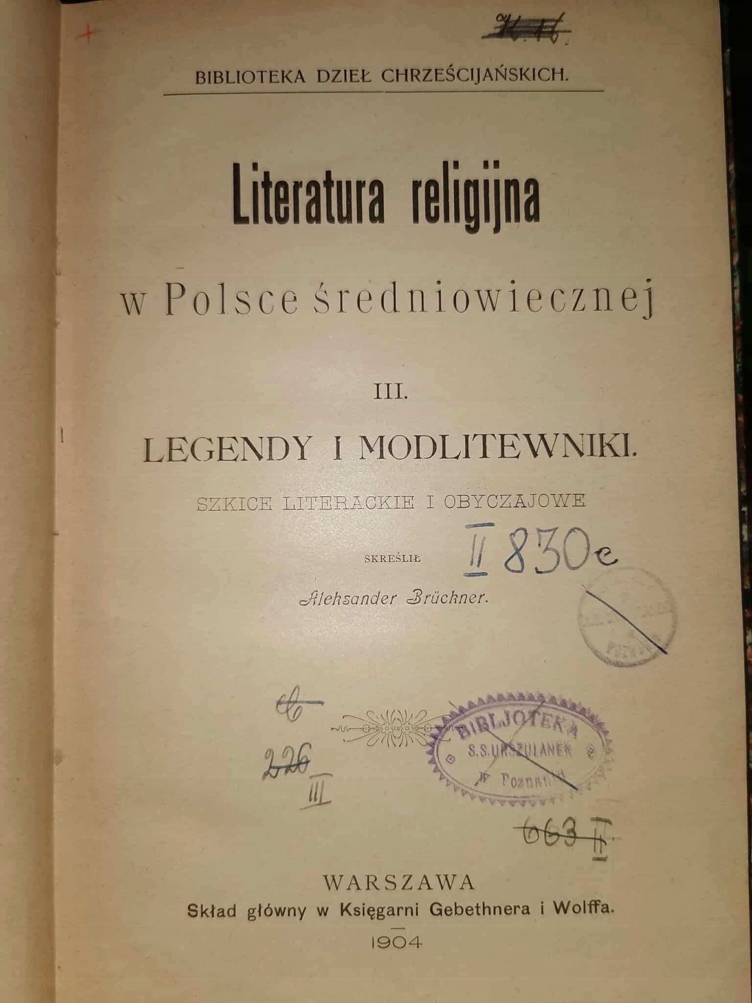 Literatura religijna w Polsce średniowiecznej, A. Brueckner [Warszawa 1904]