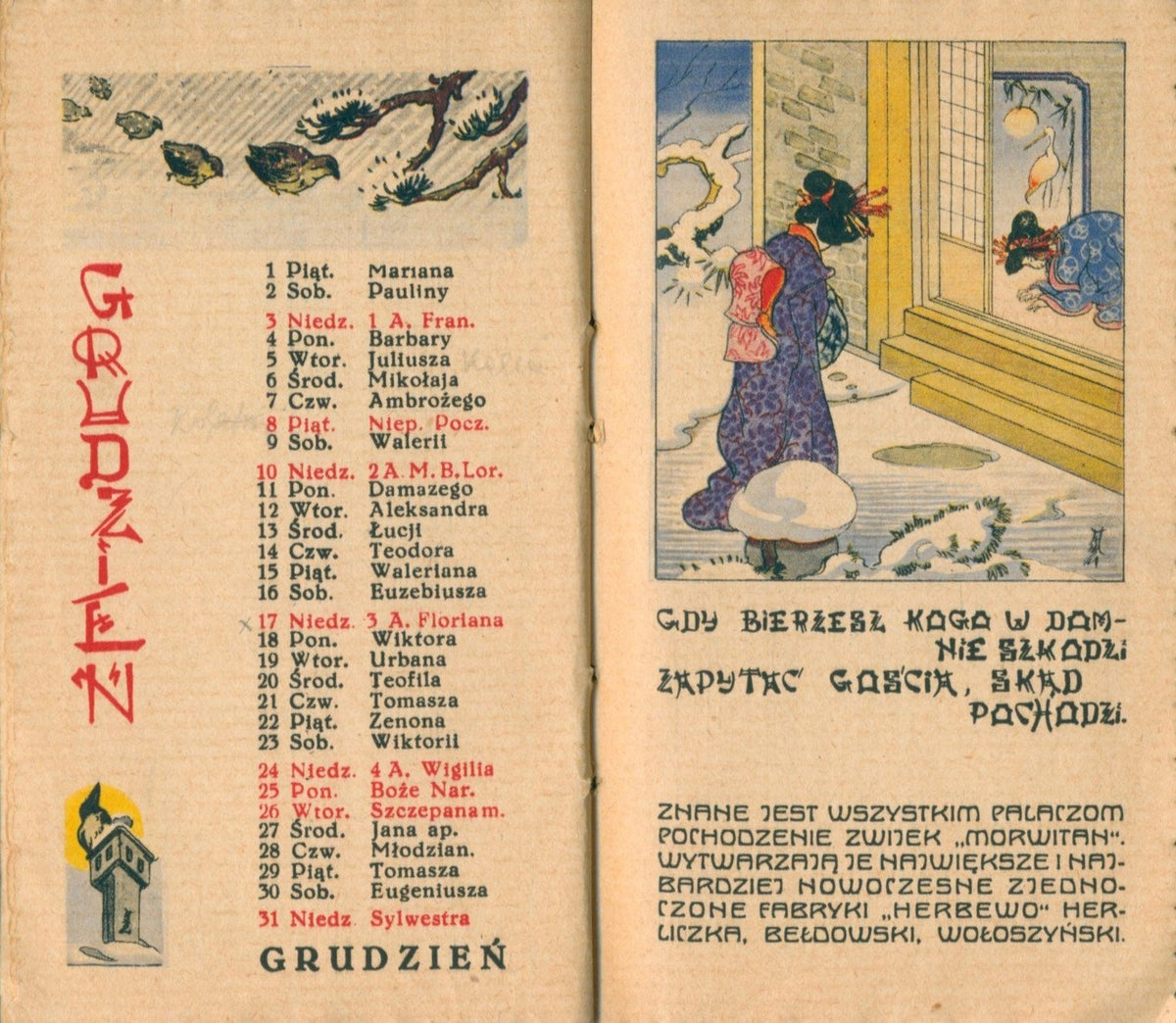 Kalendarz Przypowieści Dalekiego Wschodu [Kraków 1939]
